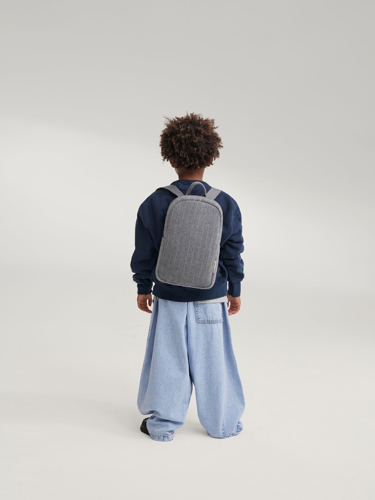 Studio Noos Flannel Chalkstripe Mini Rucksack Hellgrau