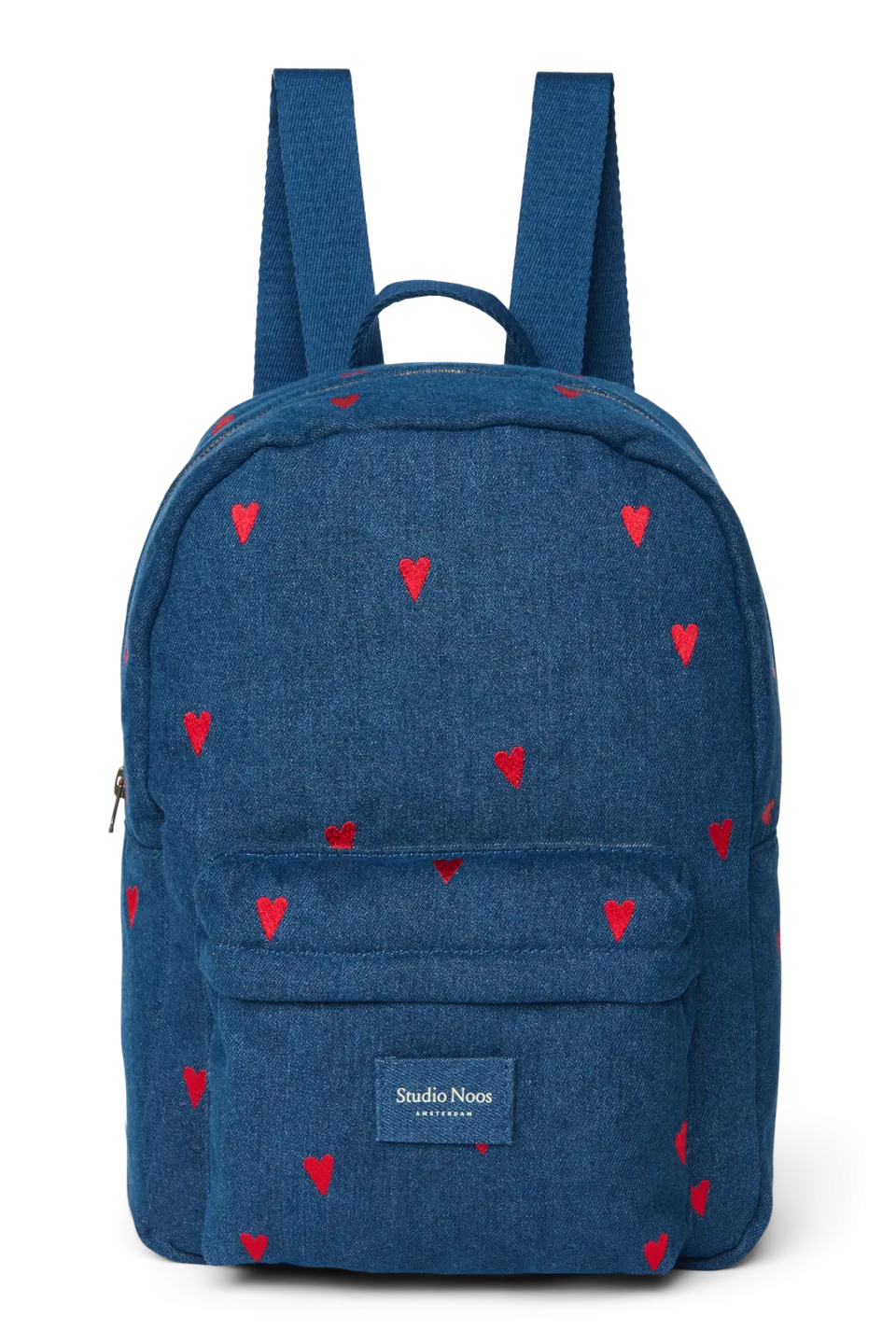 Studio Noos Denim Midi Rucksack Dark Blue Red Hearts Denim