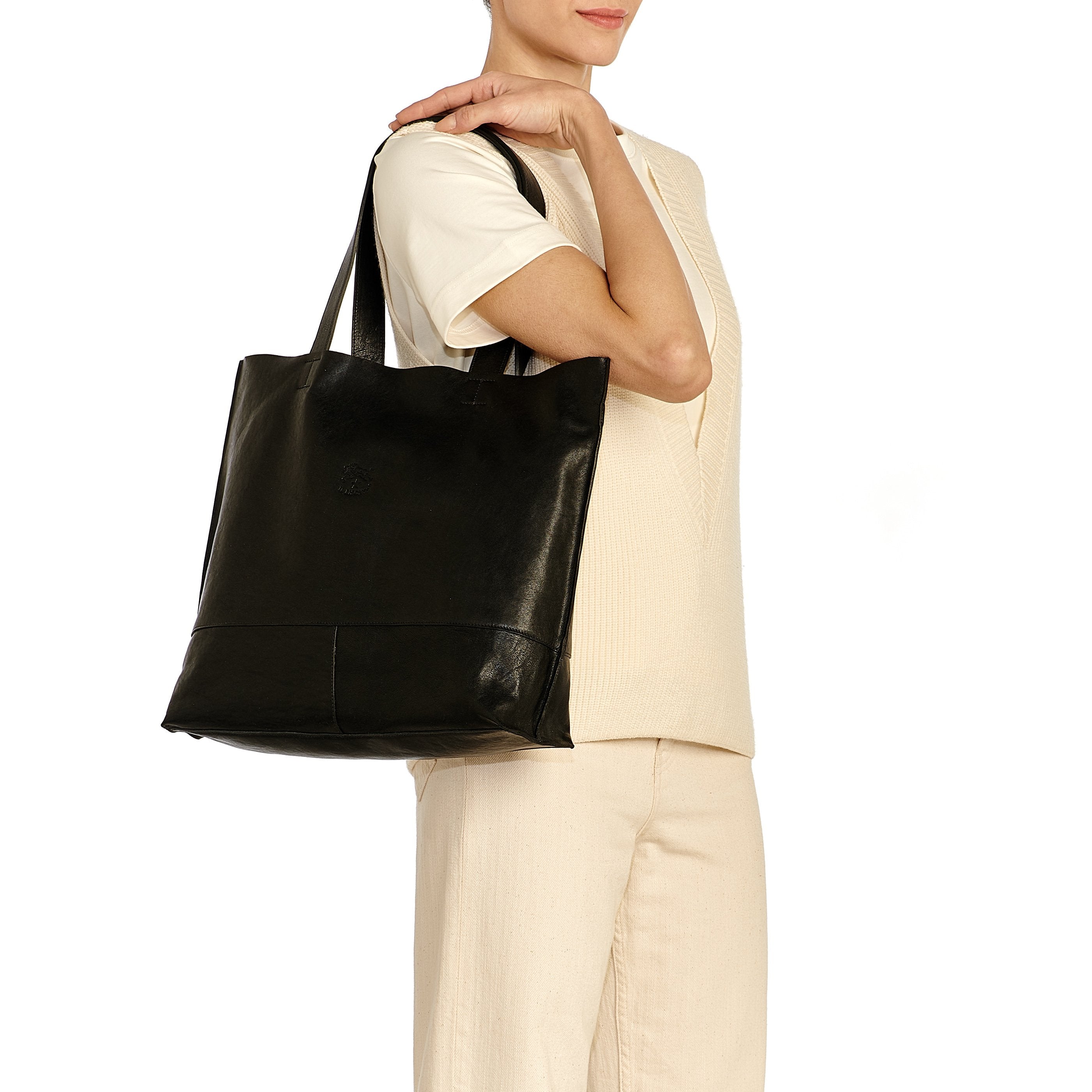 Il Bisonte Talamone Shopper schwarz Vollleder