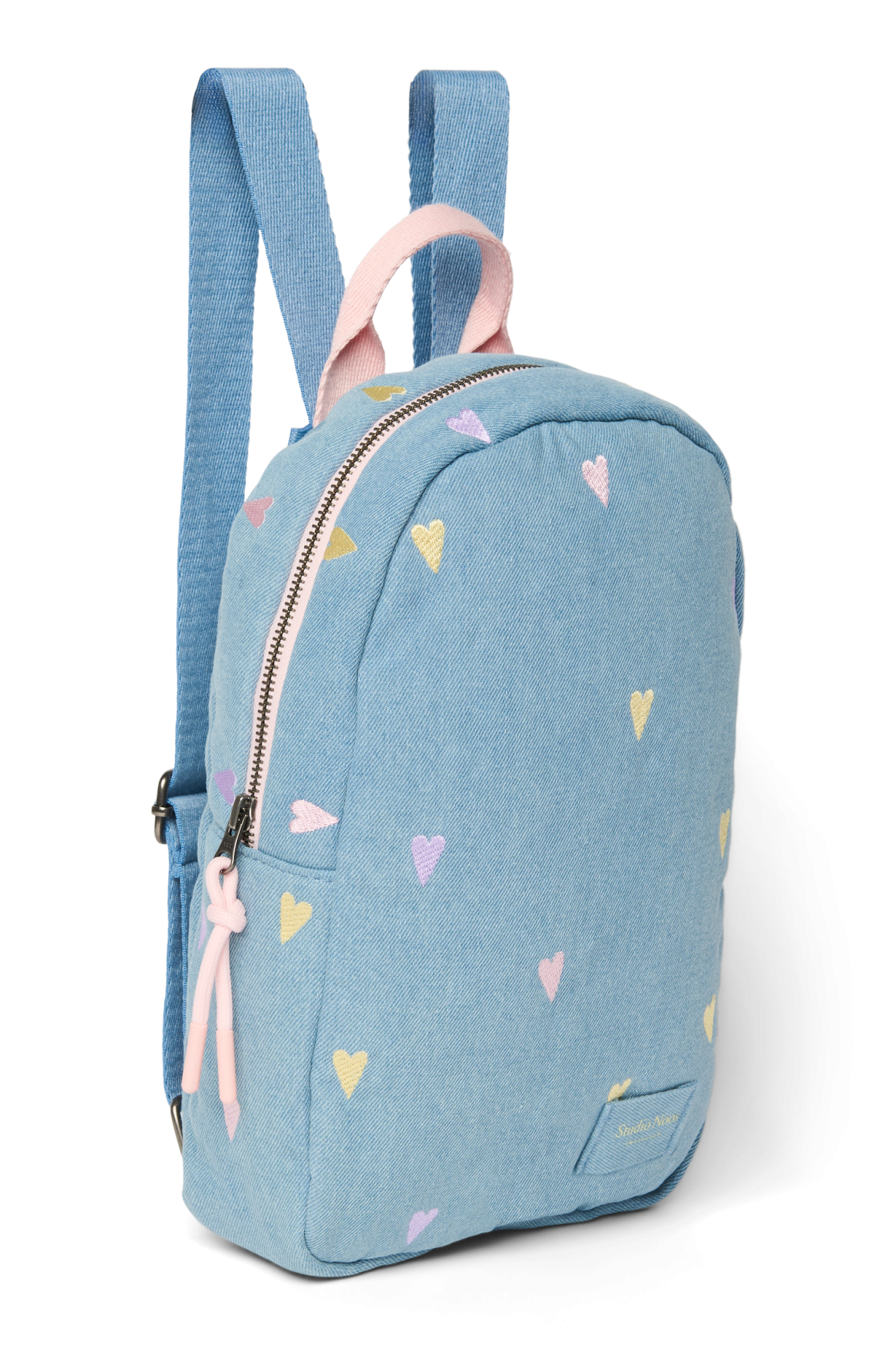 Studio Noos Denim Mini Rucksack Light Blue Hearts Kinder