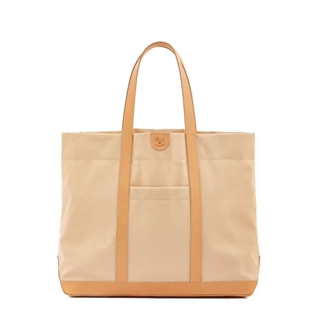 Il Bisonte Shopper Stoff Natur Leder Pouch