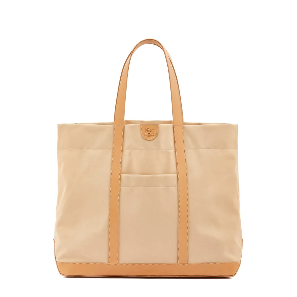 Il Bisonte Shopper Stoff Natur Leder Pouch