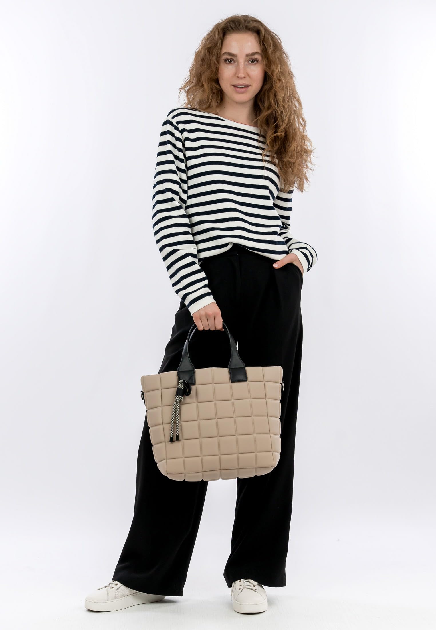 SURI FREY Jancy Cityshopper M Shopper Beige Stepp-Karo