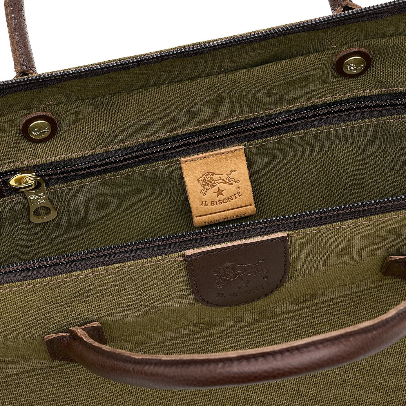 Il Bisonte Vagabonda Reisetasche Grün Polycotton Leder