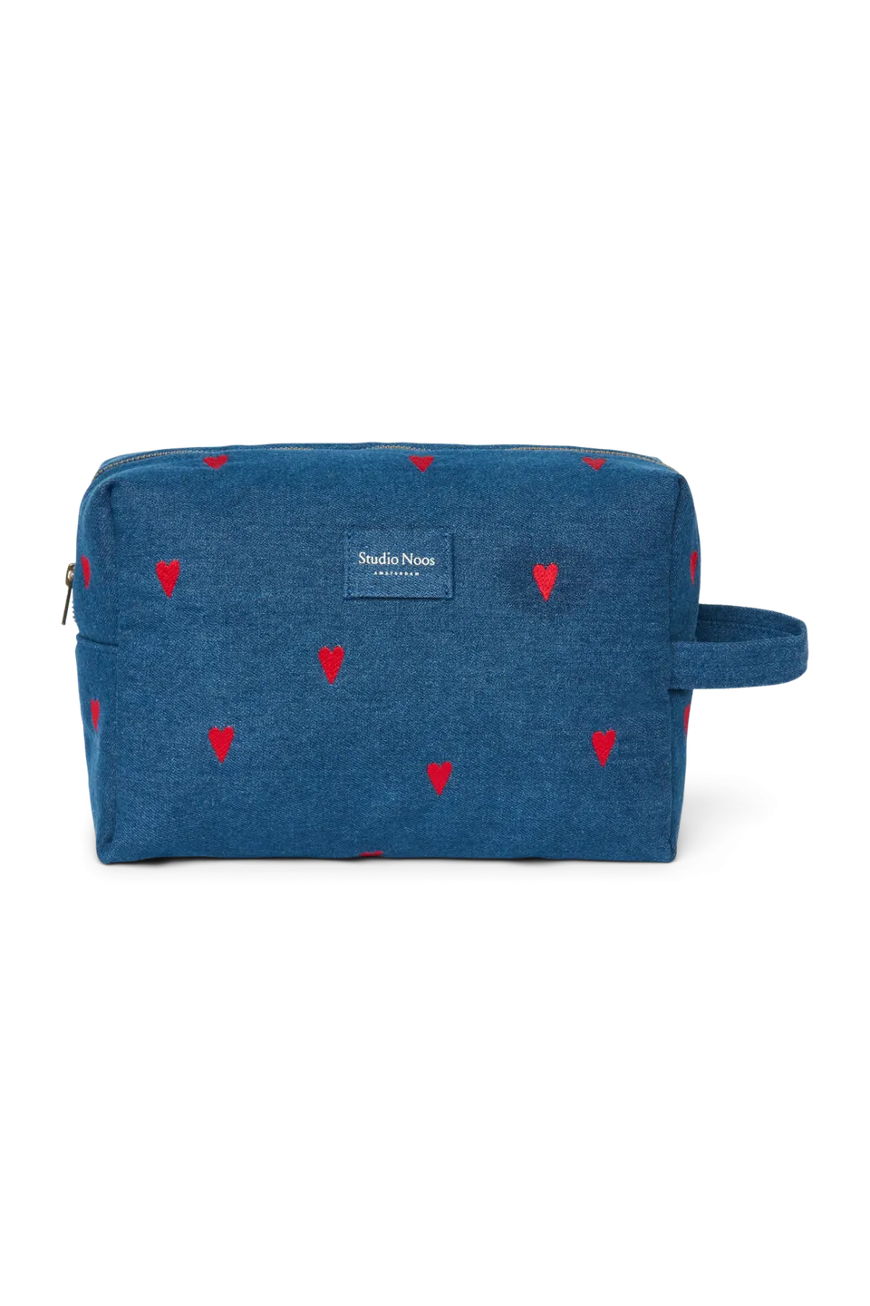 Studio Noos Denim Toiletry Bag Kulturtasche Dunkelblau Rot