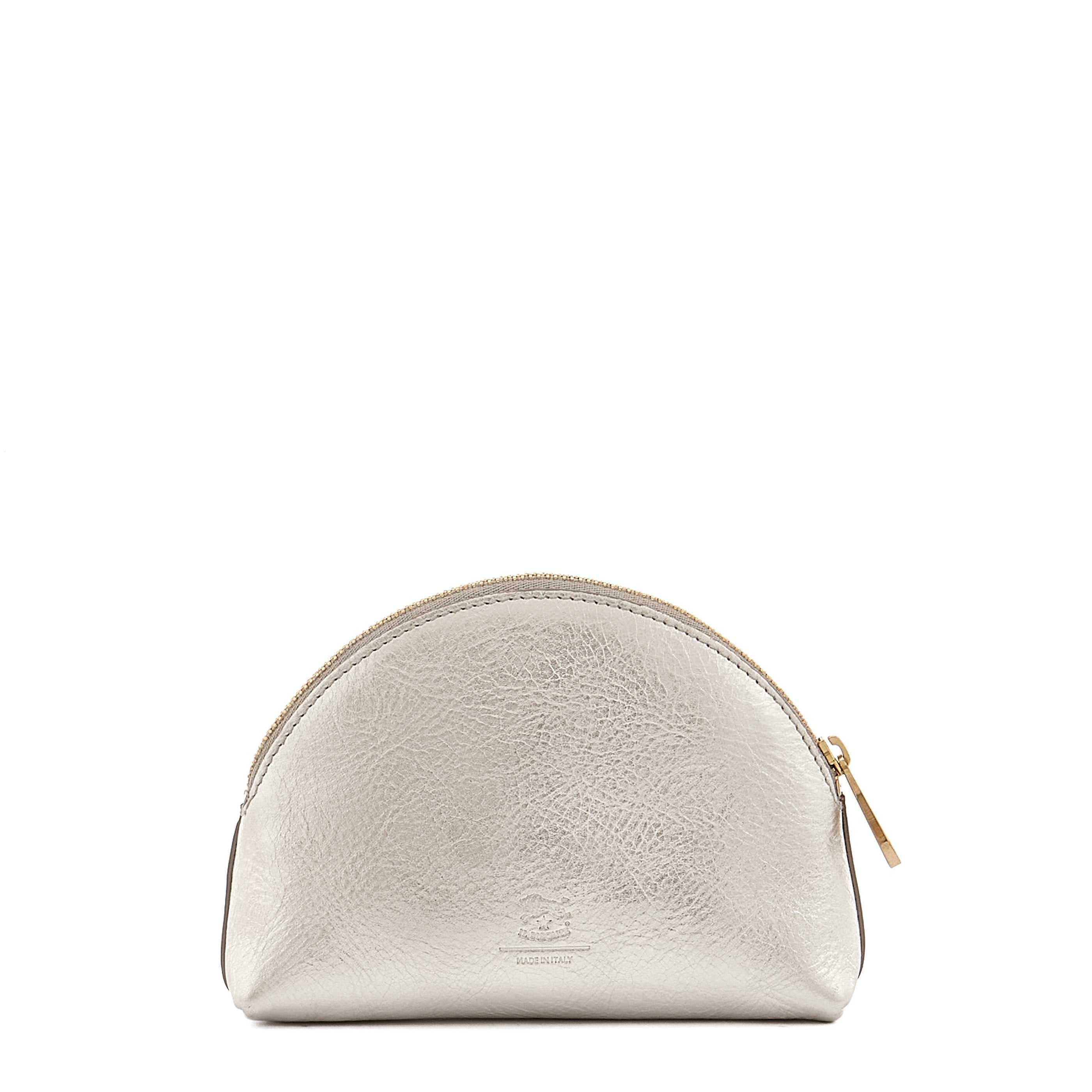 Il Bisonte Bigallo Pouch Vollleder Platin metallisiert