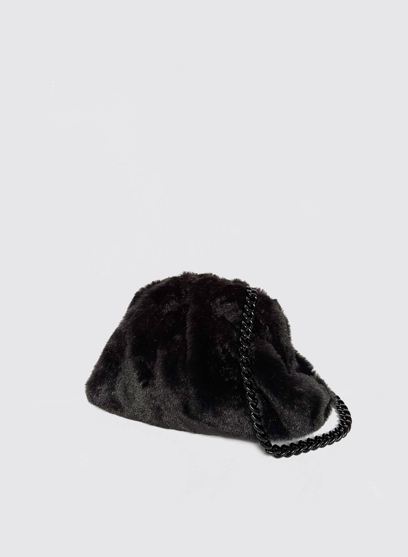 Maria la Rosa Nita Mini Clutch Schwarz Kunstpelz