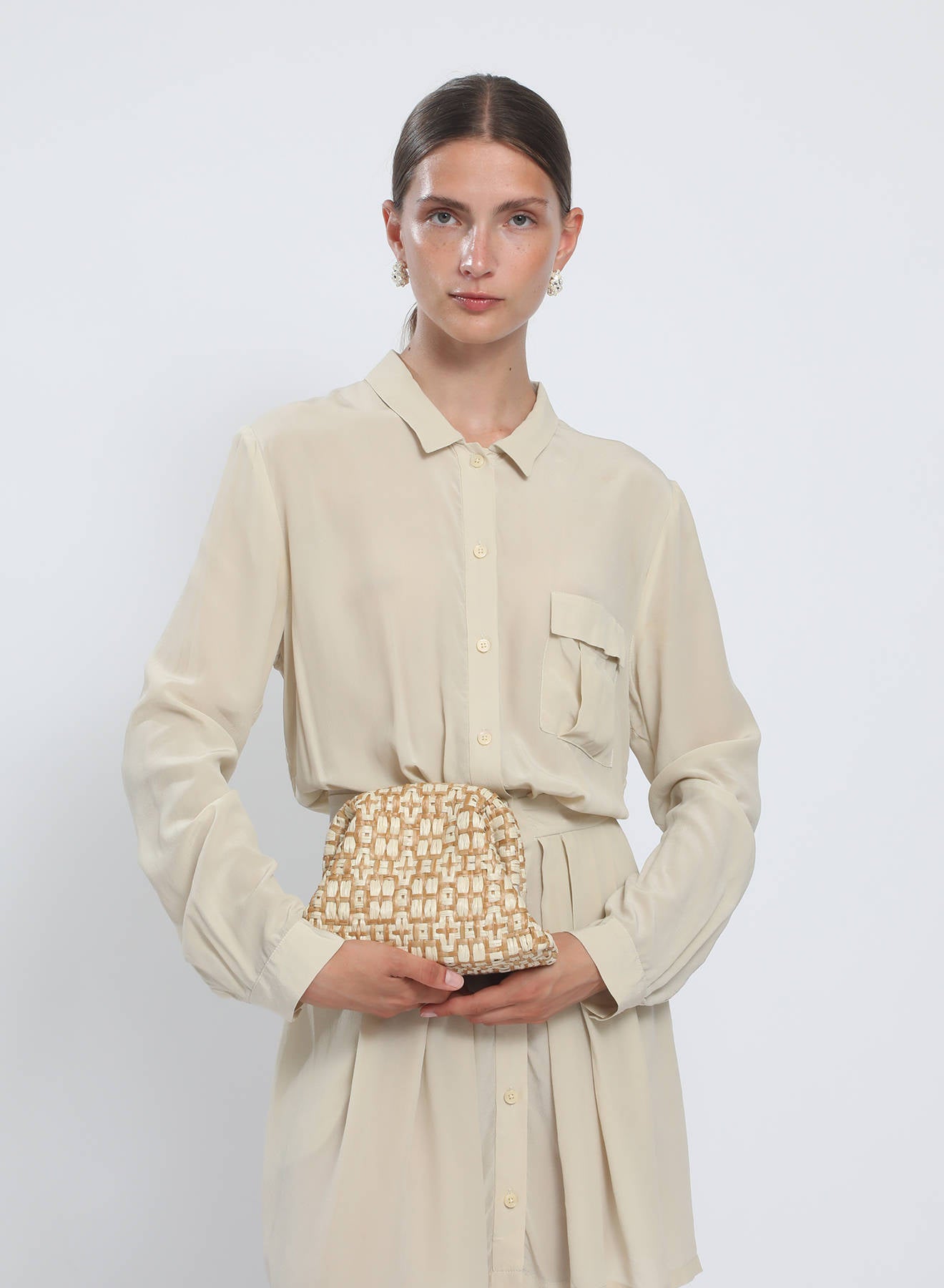 Maria la Rosa Stella Mini Clutch Rosa Rafia