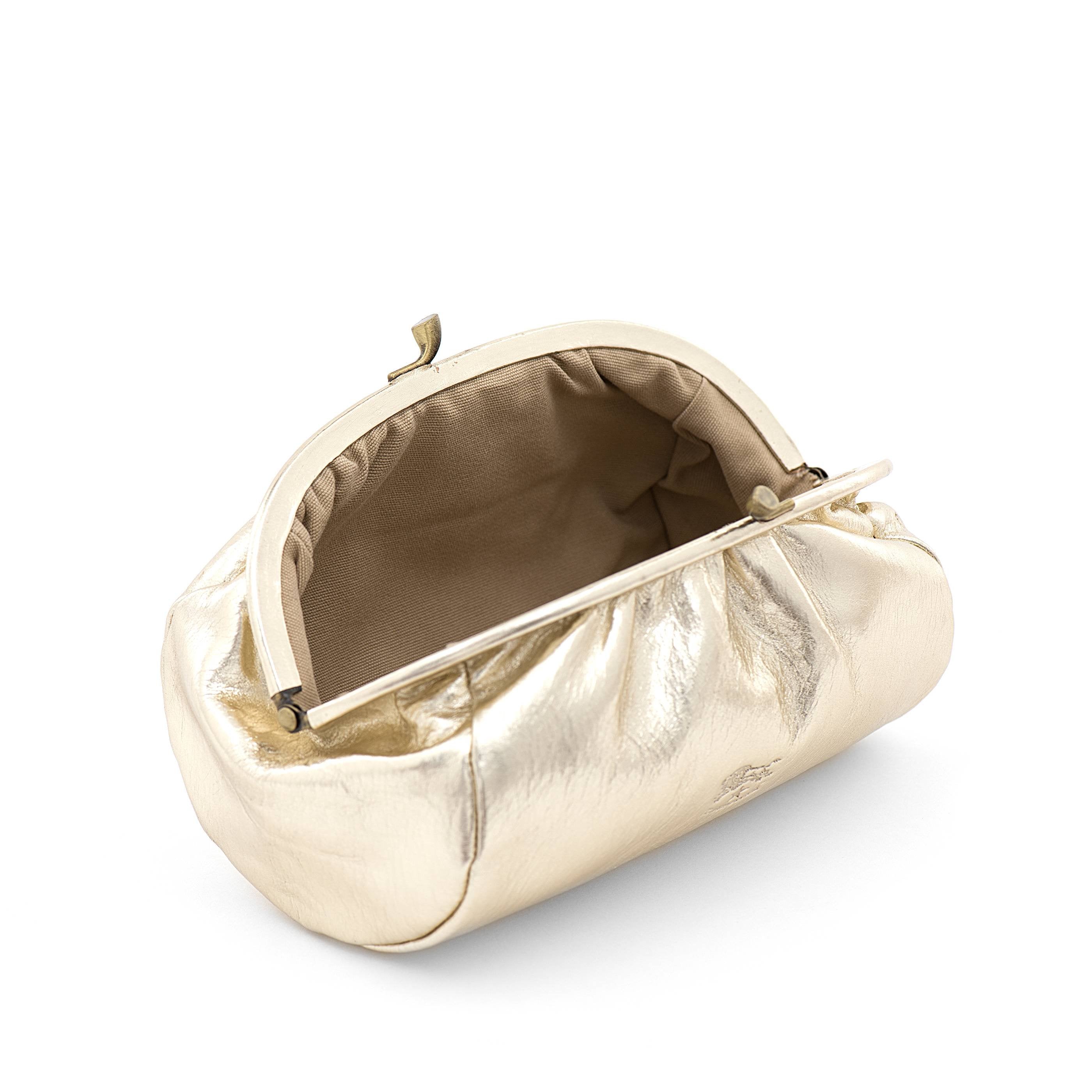 Il Bisonte Beauty Case Platin Metallic-Leder