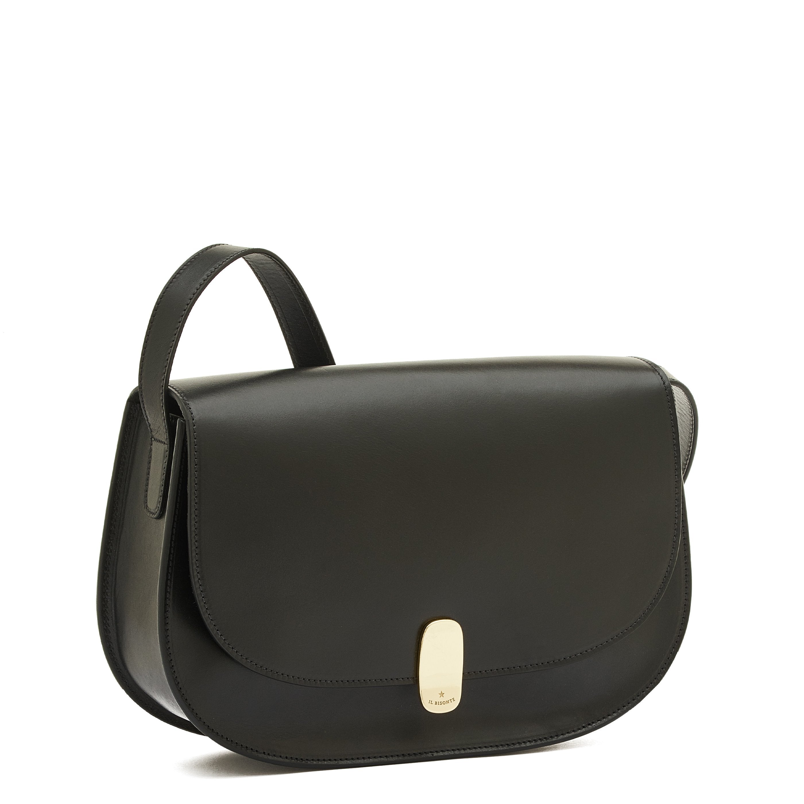 Il Bisonte Atelier Schultertasche Rindsleder Schwarz