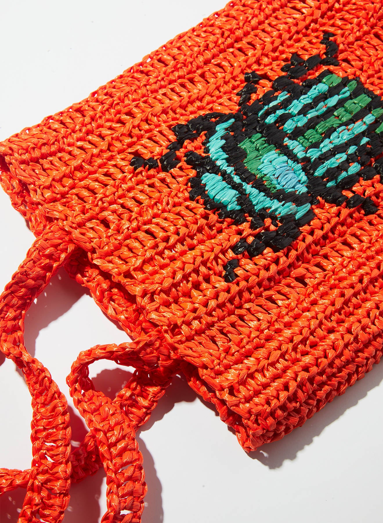 Maria la Rosa Scarabeo Tote Orange Rafia Crochet