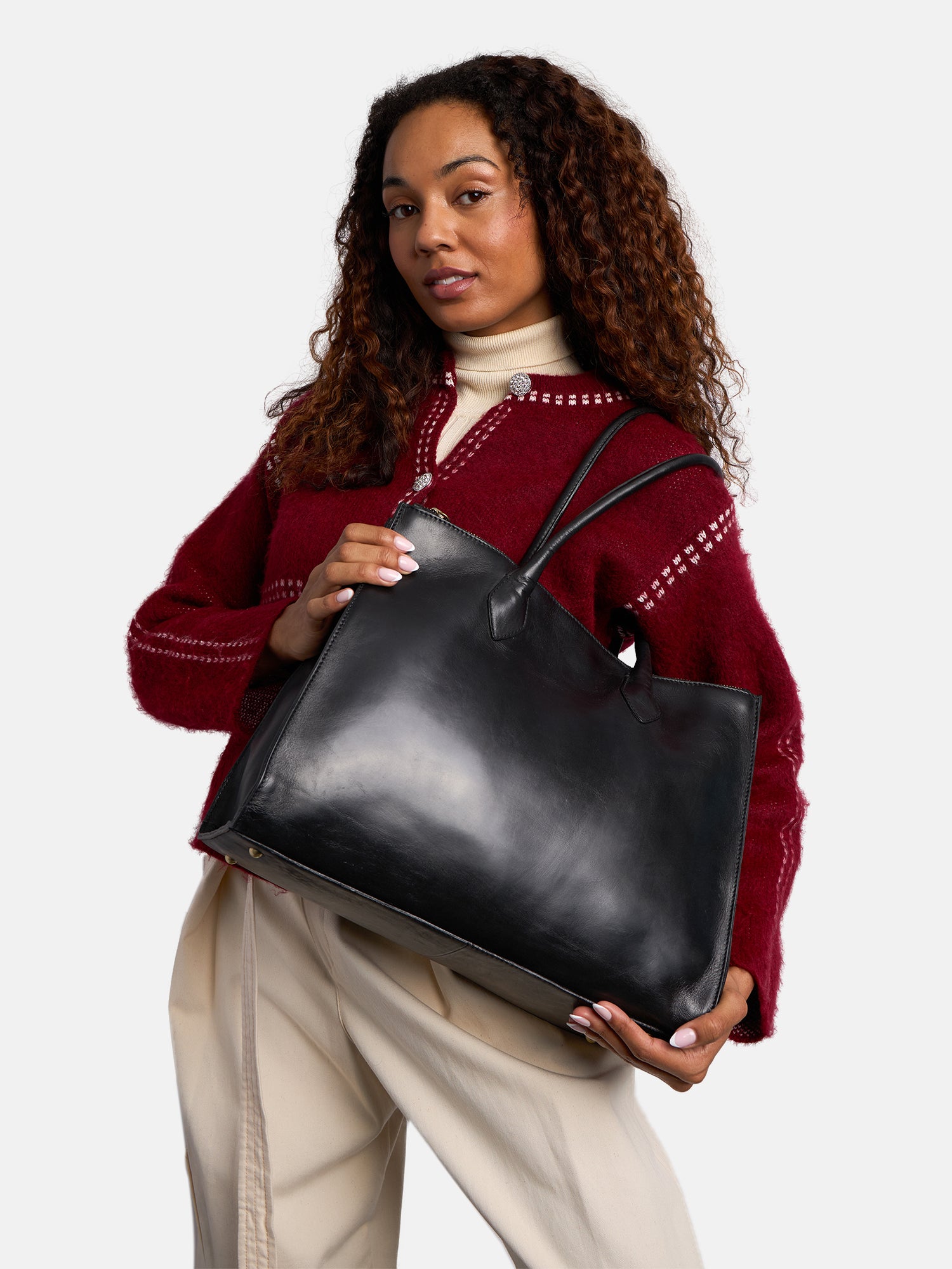 RE:DESIGNED Ora Big Schultertasche Schwarz Vollleder