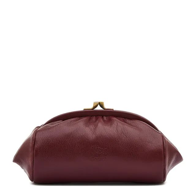 Il Bisonte Kosmetiktasche Leder amarena Druckknopf