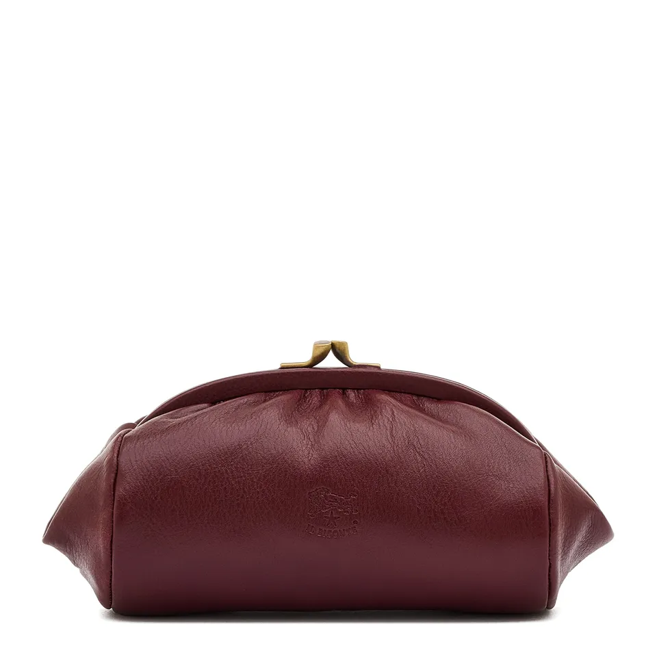 Il Bisonte Kosmetiktasche Leder amarena Druckknopf