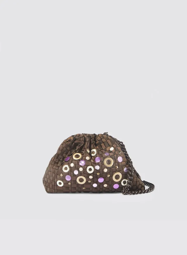 Maria la Rosa Rivets Mini Bag Clutch Dunkelbraun gewebt