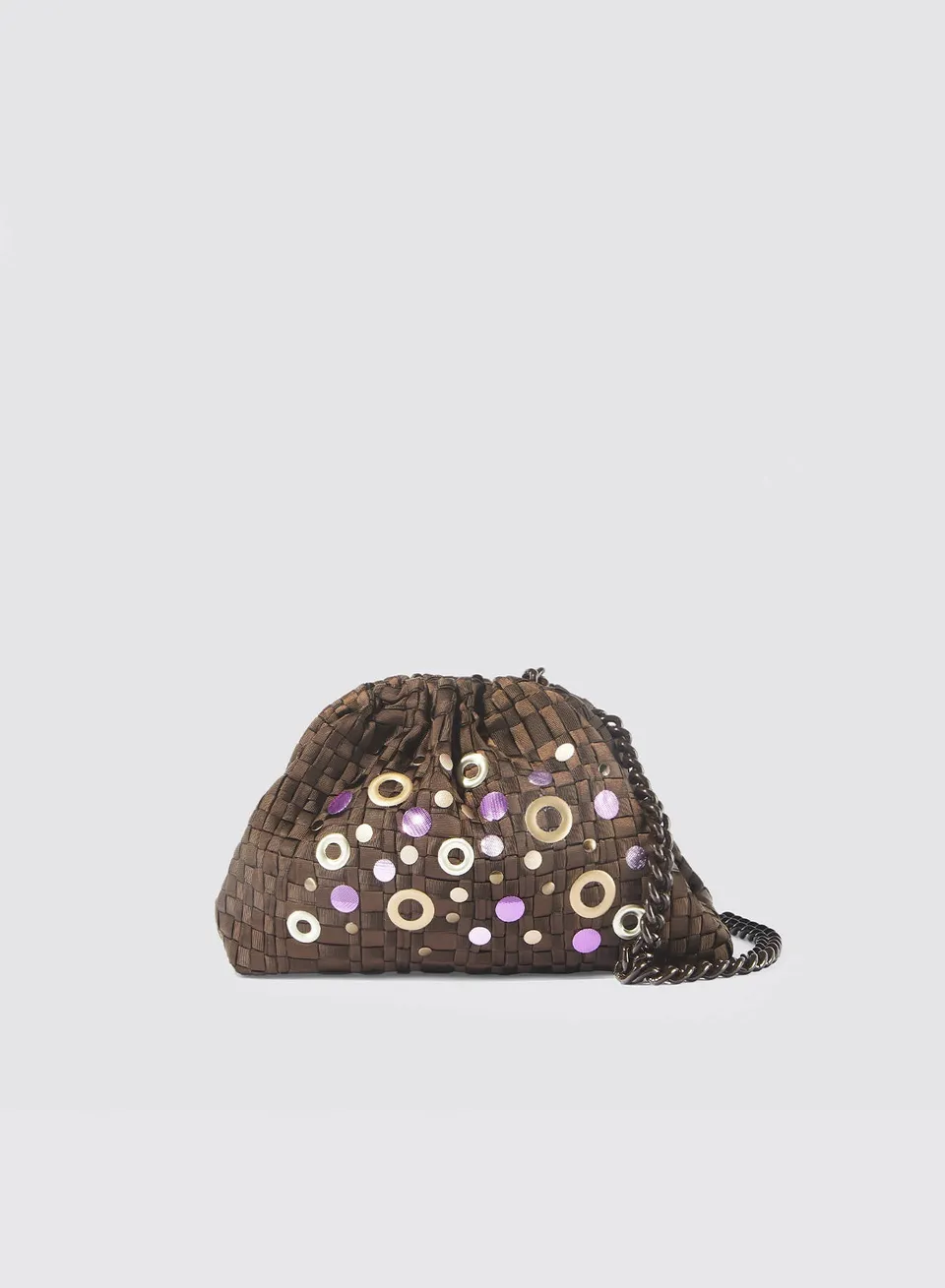 Maria la Rosa Rivets Mini Bag Clutch Dunkelbraun gewebt