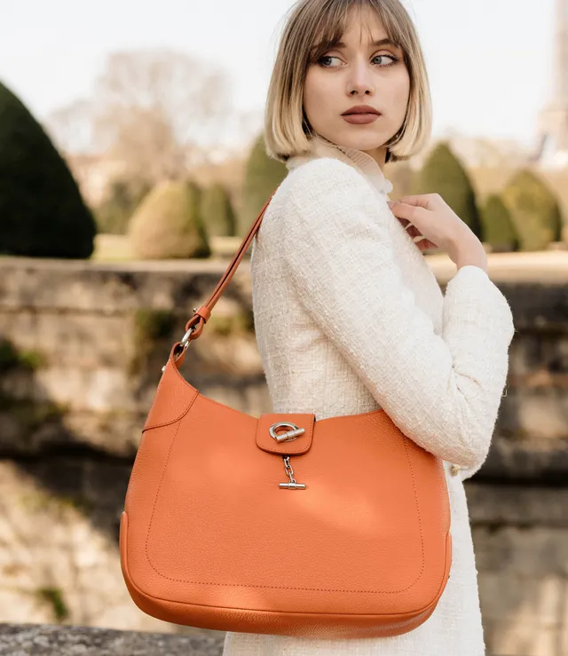 Lamarthe Paris Umhängetasche Orange Vollleder
