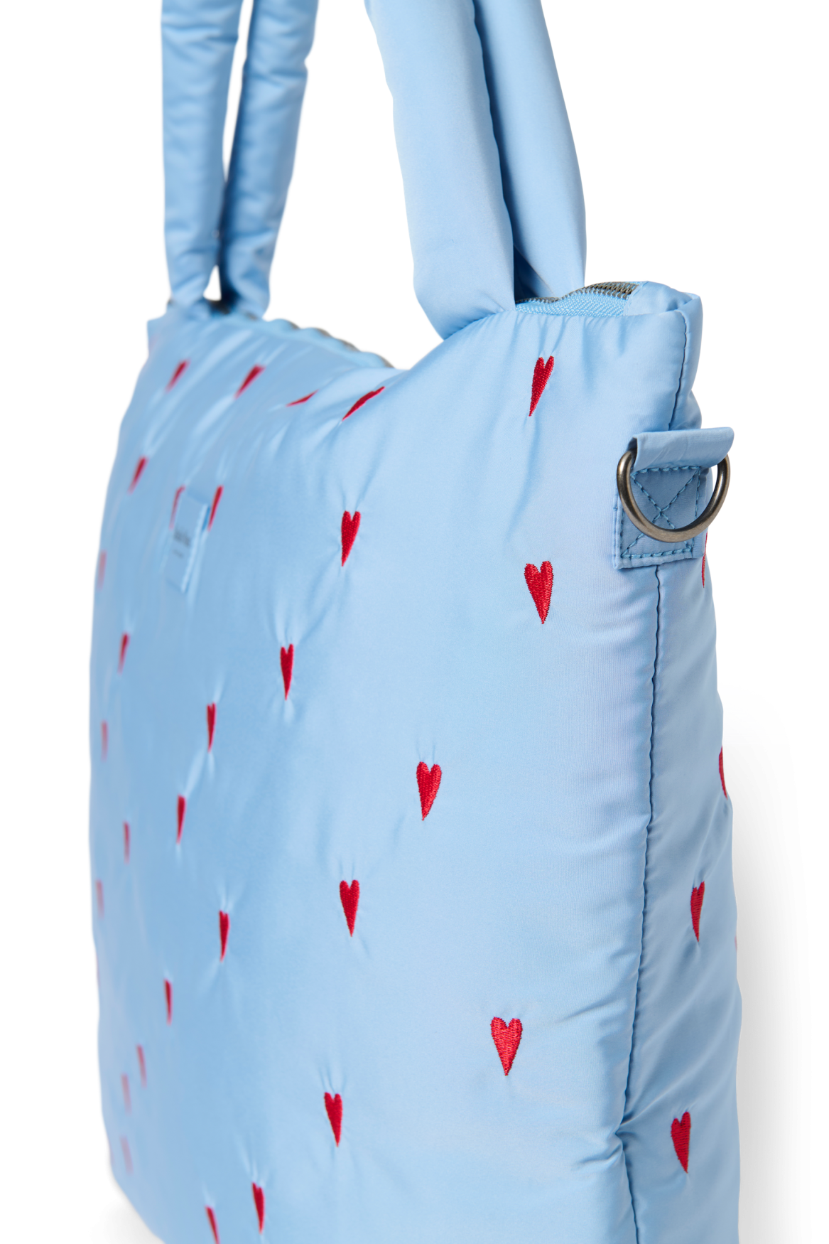 Studio Noos Puffy Wickeltasche Hellblau Herzen gesteppt