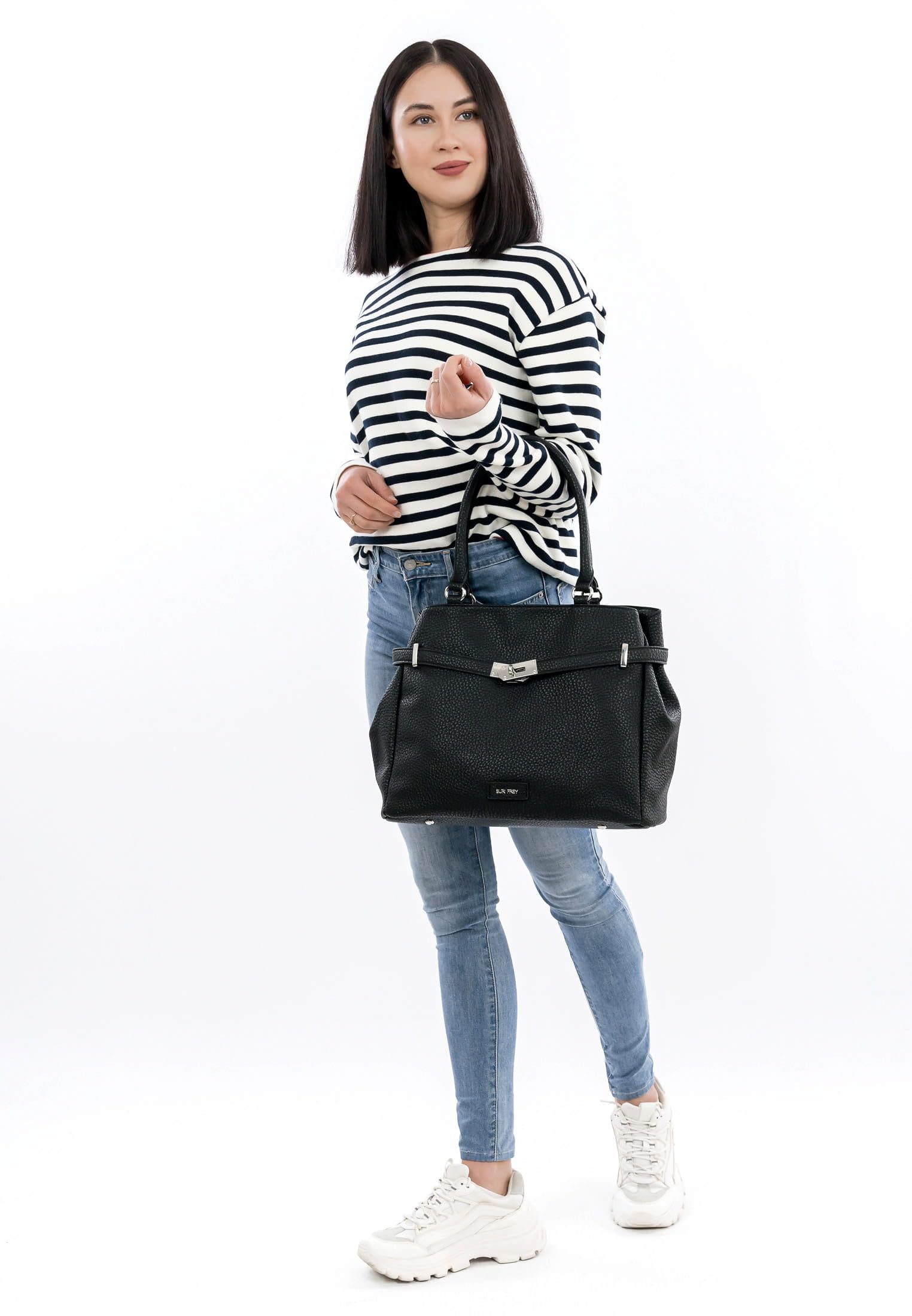 SURI FREY Leony Cityshopper M Handtasche Black genarbt