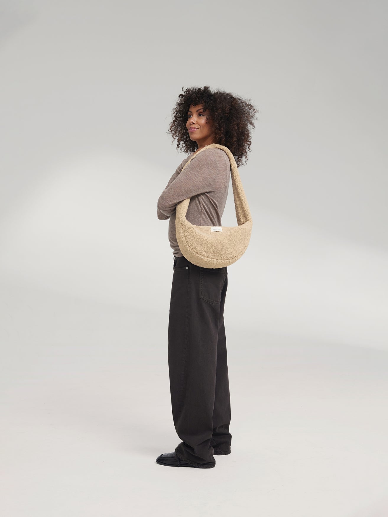 Studio Noos Teddy Mini Cross Body Bag Umhängetasche Ecru Plüsch