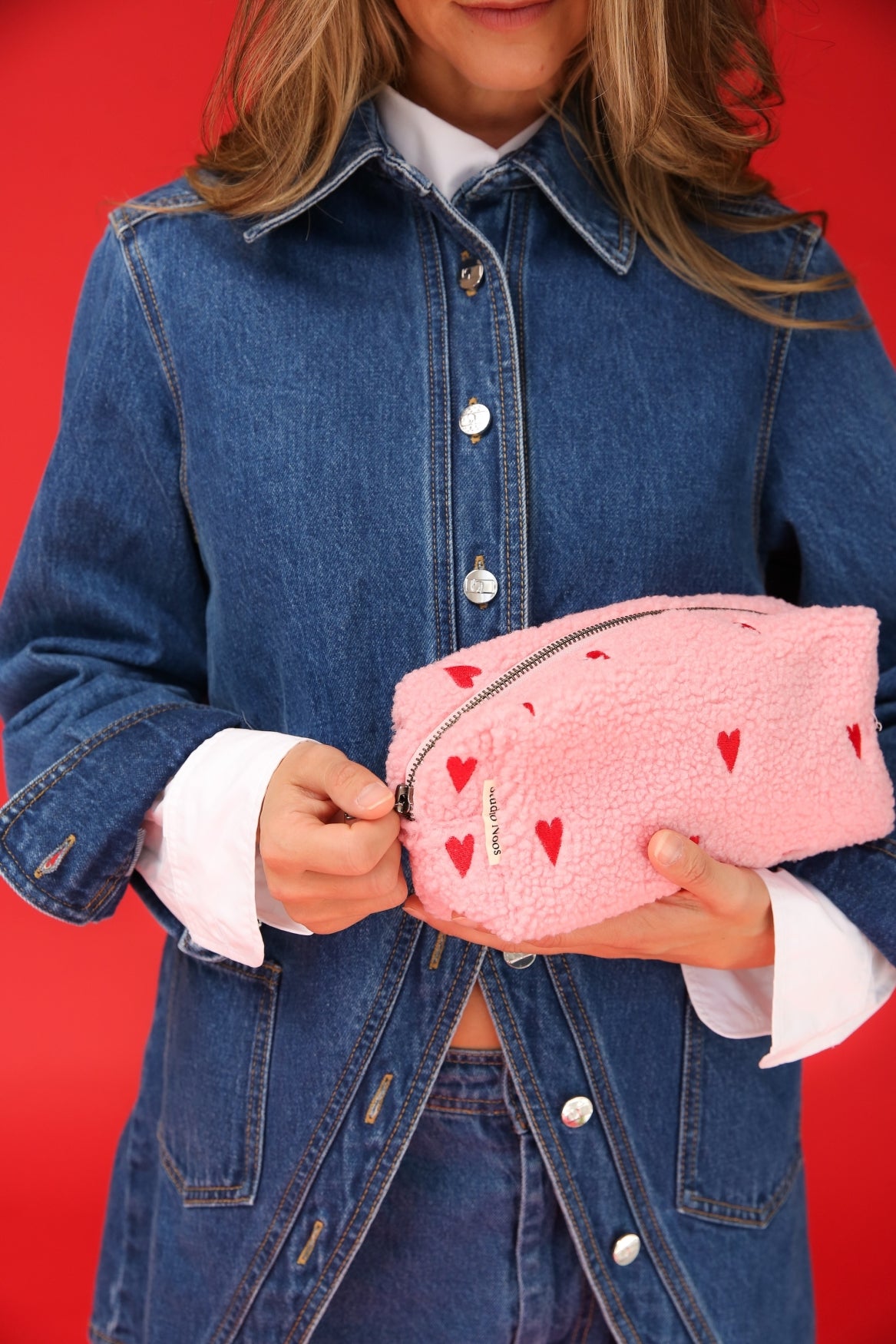 Studio Noos Teddy Pouch Täschchen Rosa Herzen