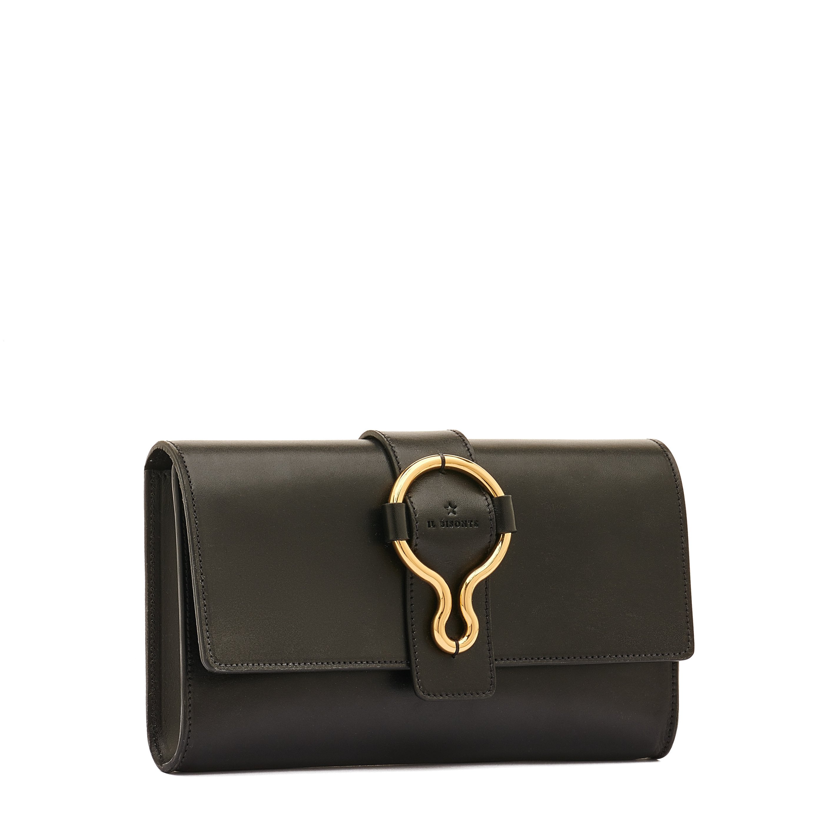 Il Bisonte Consuelo Clutch Schwarz Vollleder