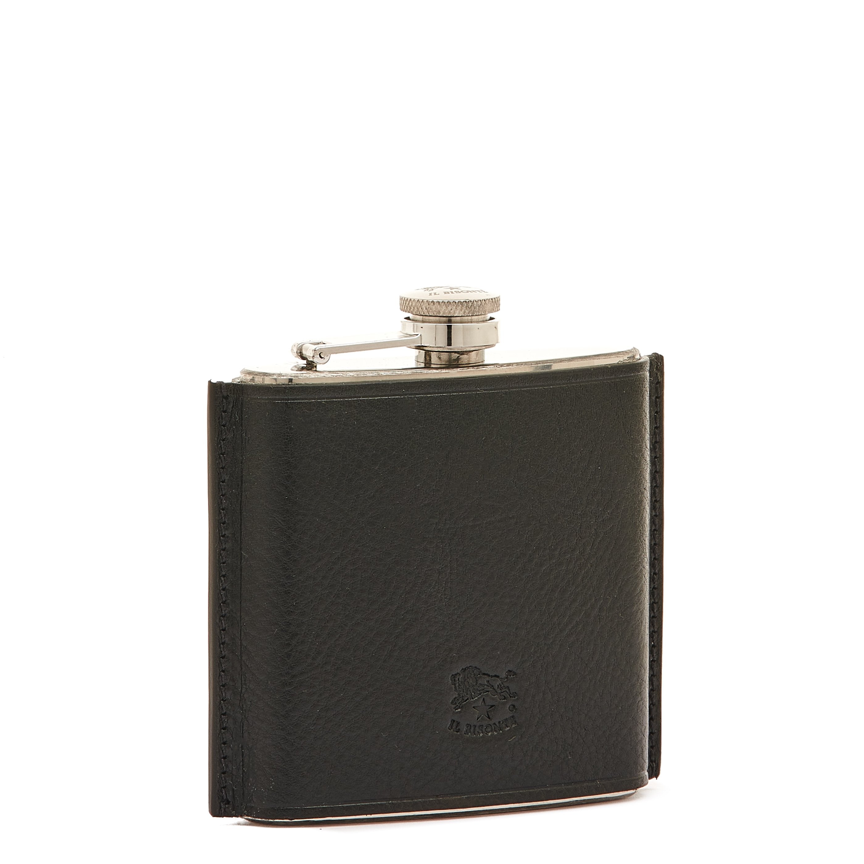 Il Bisonte Home Flachmann Vollleder schwarz Edelstahl