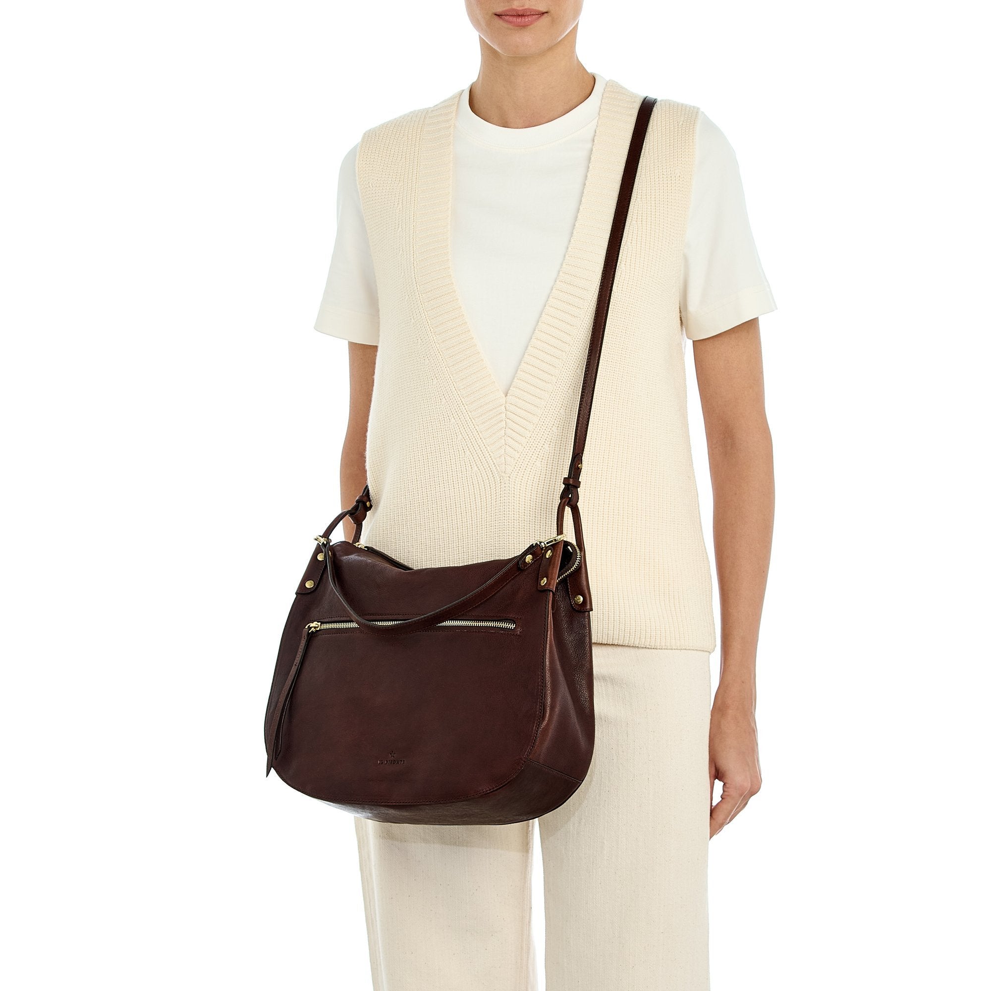 Il Bisonte Essenza Schultertasche Vollleder Vintage Zip