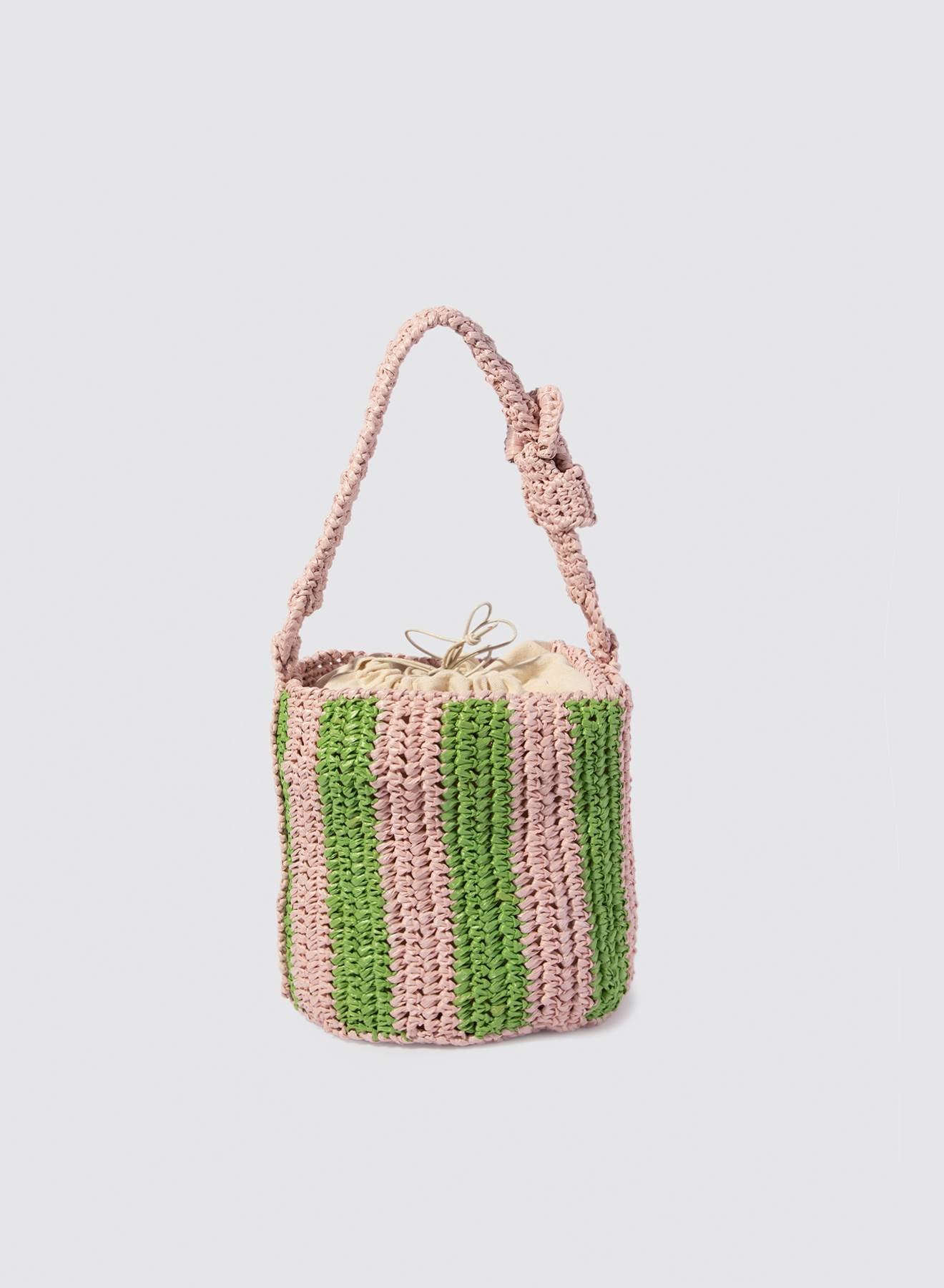 Maria la Rosa Cheyenne Mini Bucket Handtasche Gelb Raffia