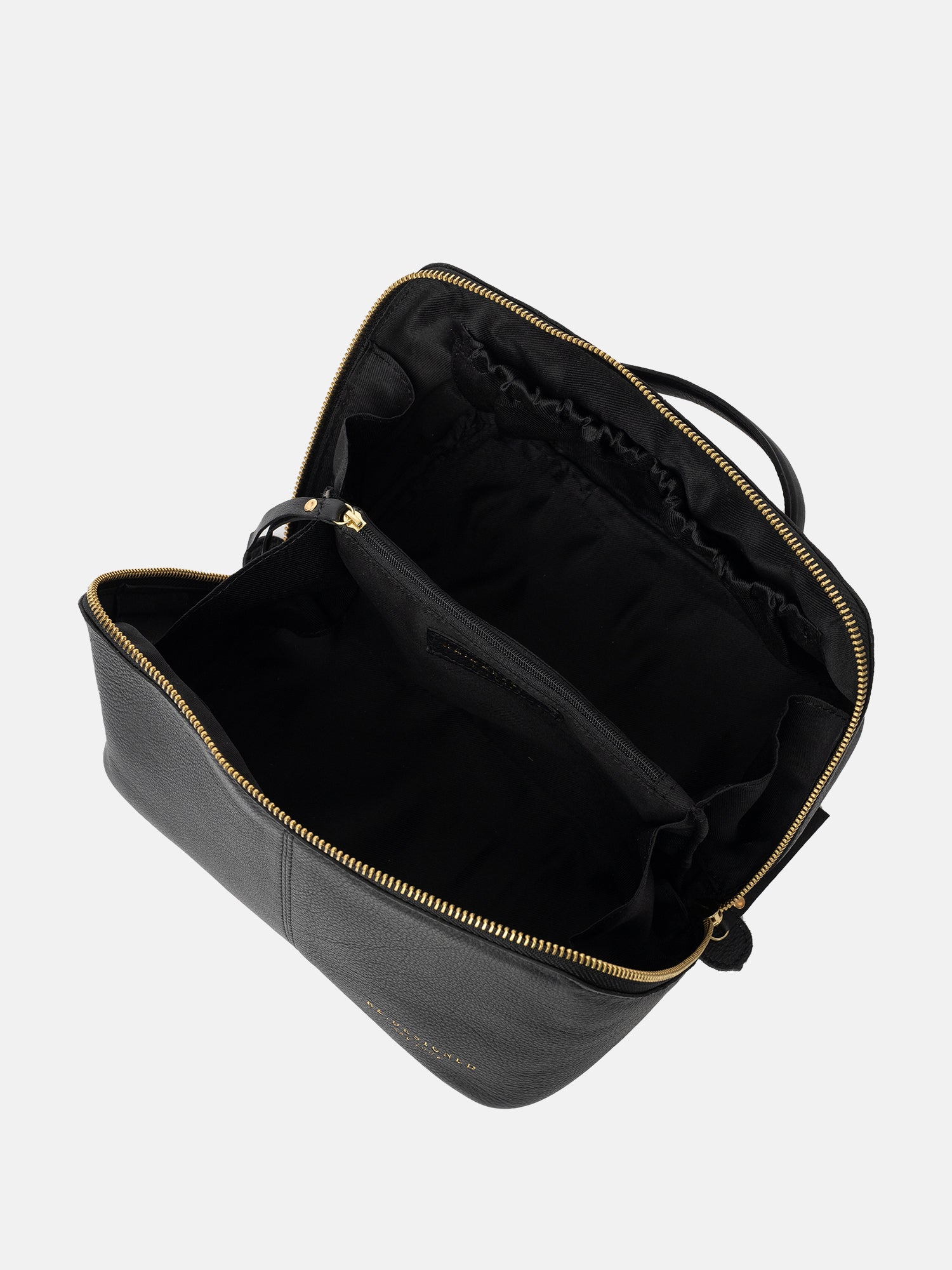 RE:DESIGNED Halima Small Kulturtasche Schwarz Gold Vollleder