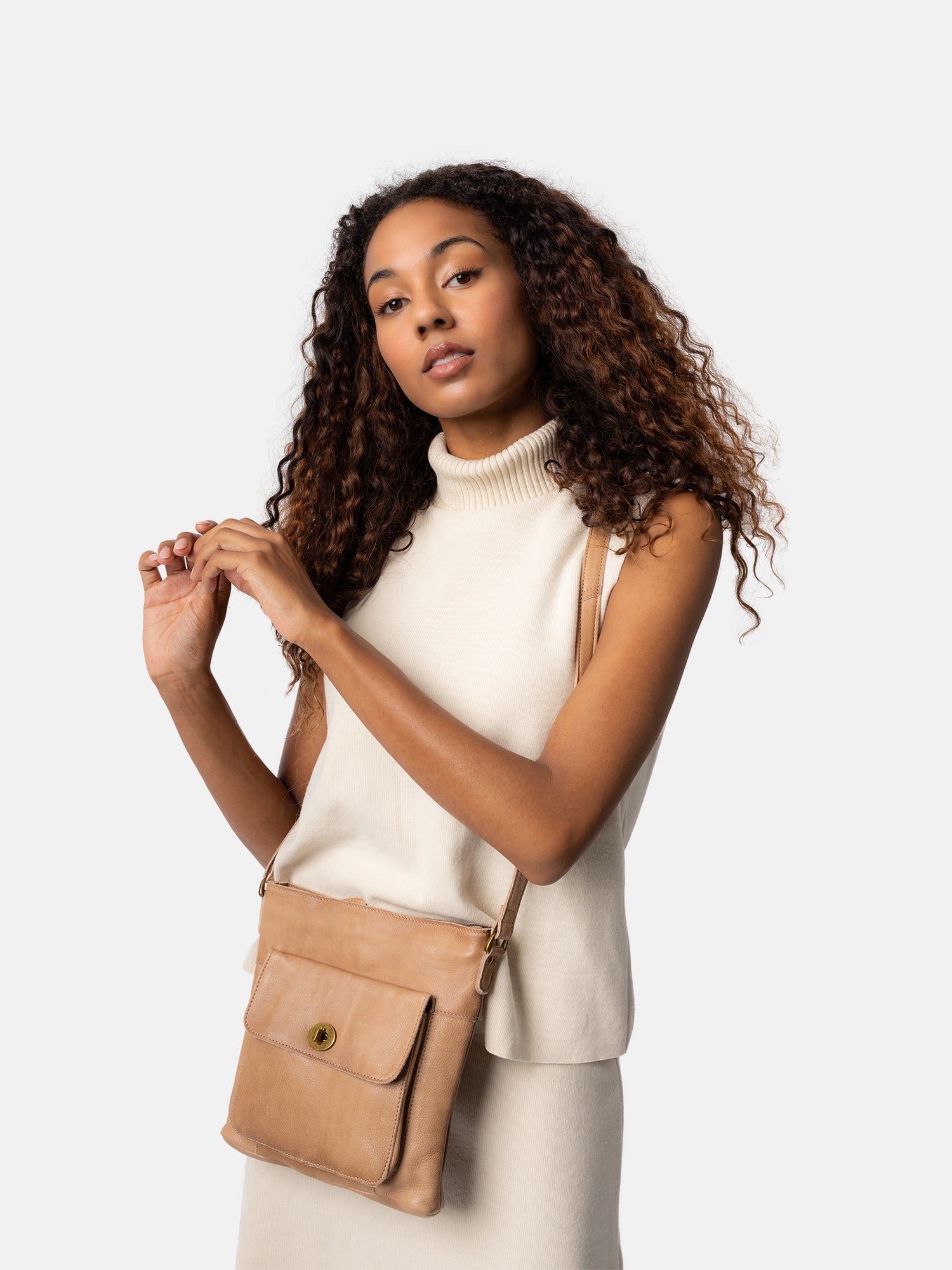 RE:DESIGNED Kay Urban Umhängetasche Taupe Rindsleder
