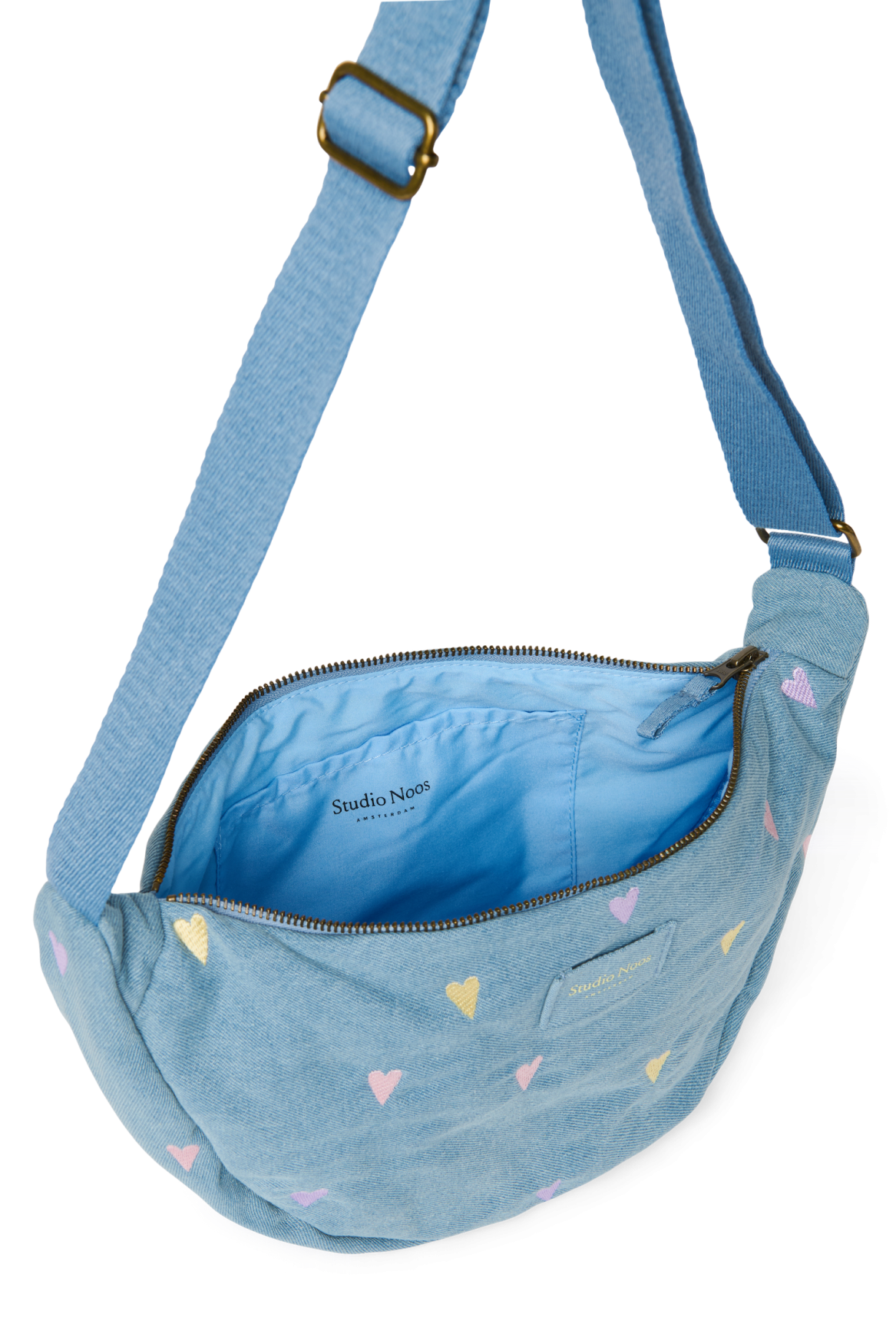 Studio Noos Denim Bauchtasche Light Blue Hearts verstellbar