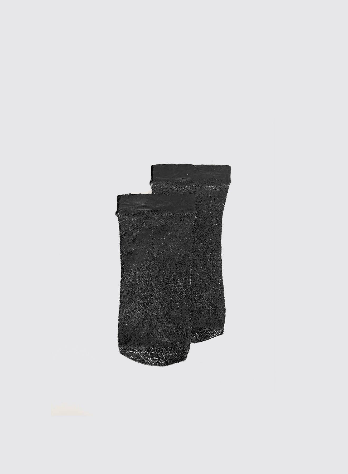 Maria la Rosa Net Laminated Socken Black Netz-Glanz