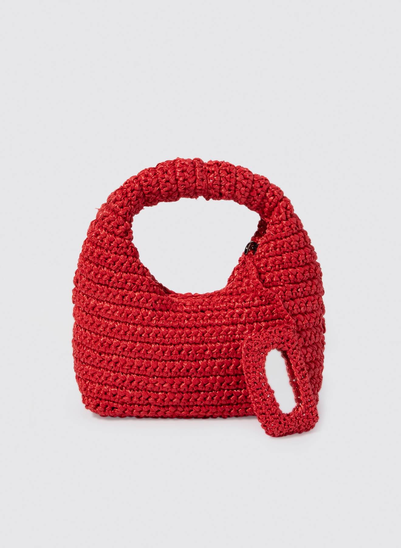 Maria la Rosa Nana Solid Hobo Tasche Rot Raffia