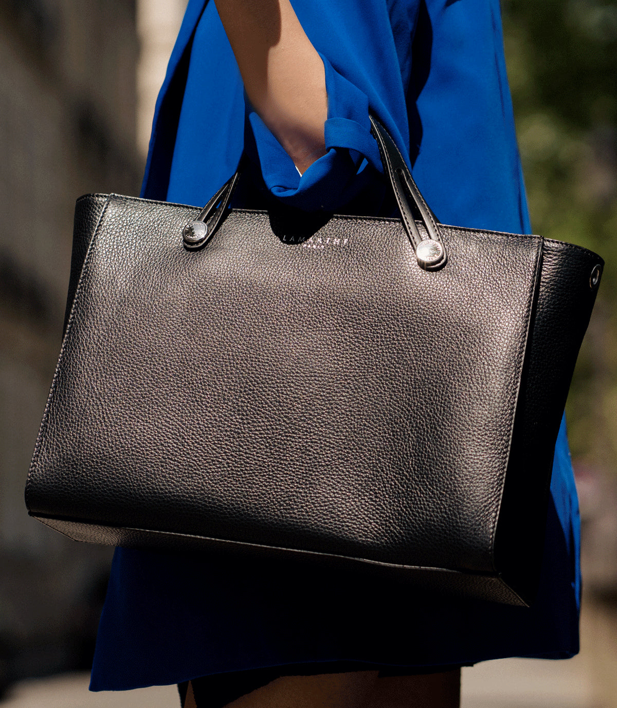 Lamarthe Fidele Handtasche Leder Schwarz Vollleder