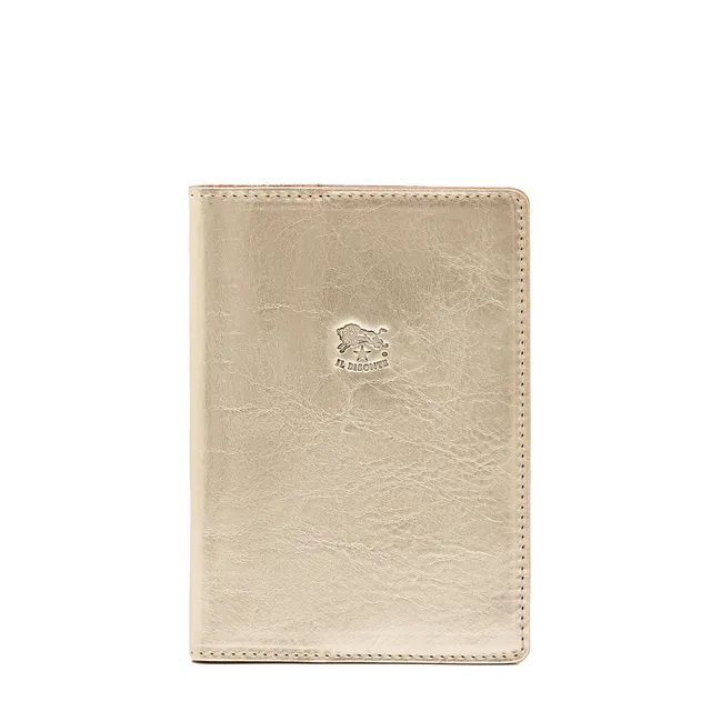 Il Bisonte Reisepasshülle Platin Metallic-Leder