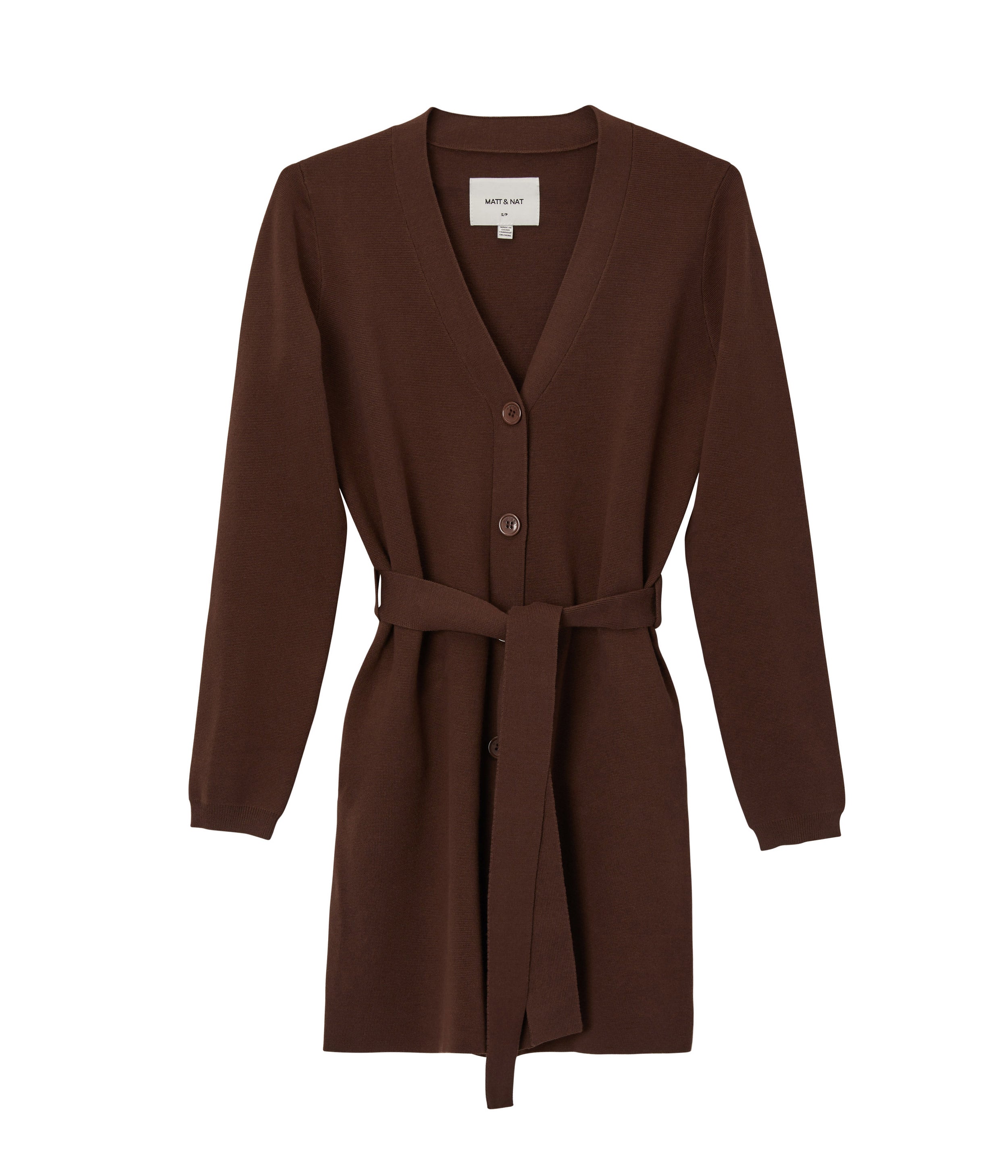 Matt & Nat Adelaide Button Down Cardigan Chestnut XS Biobaumwolle