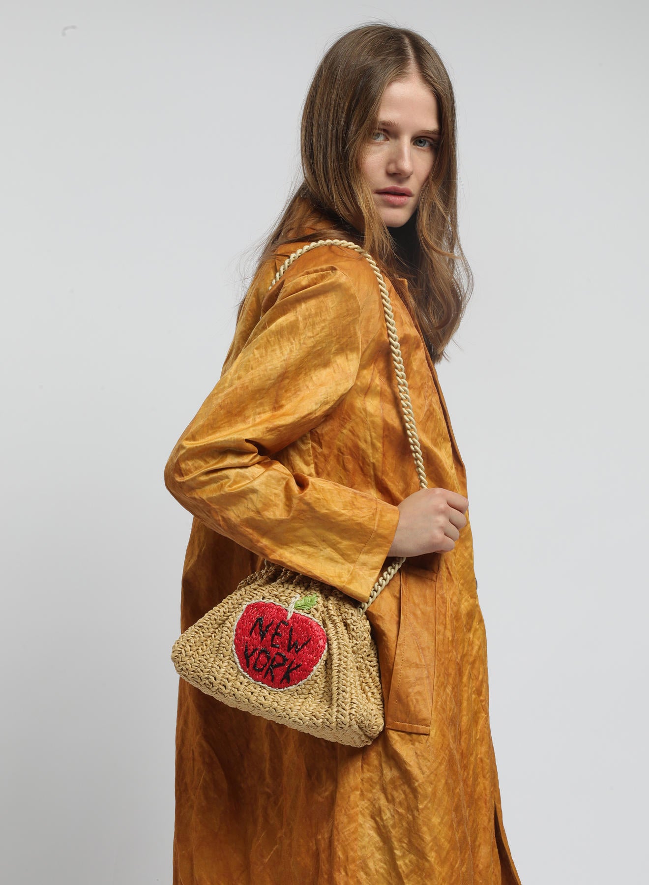 Maria la Rosa NY Mini Bag Crochet Clutch Natural Apfel