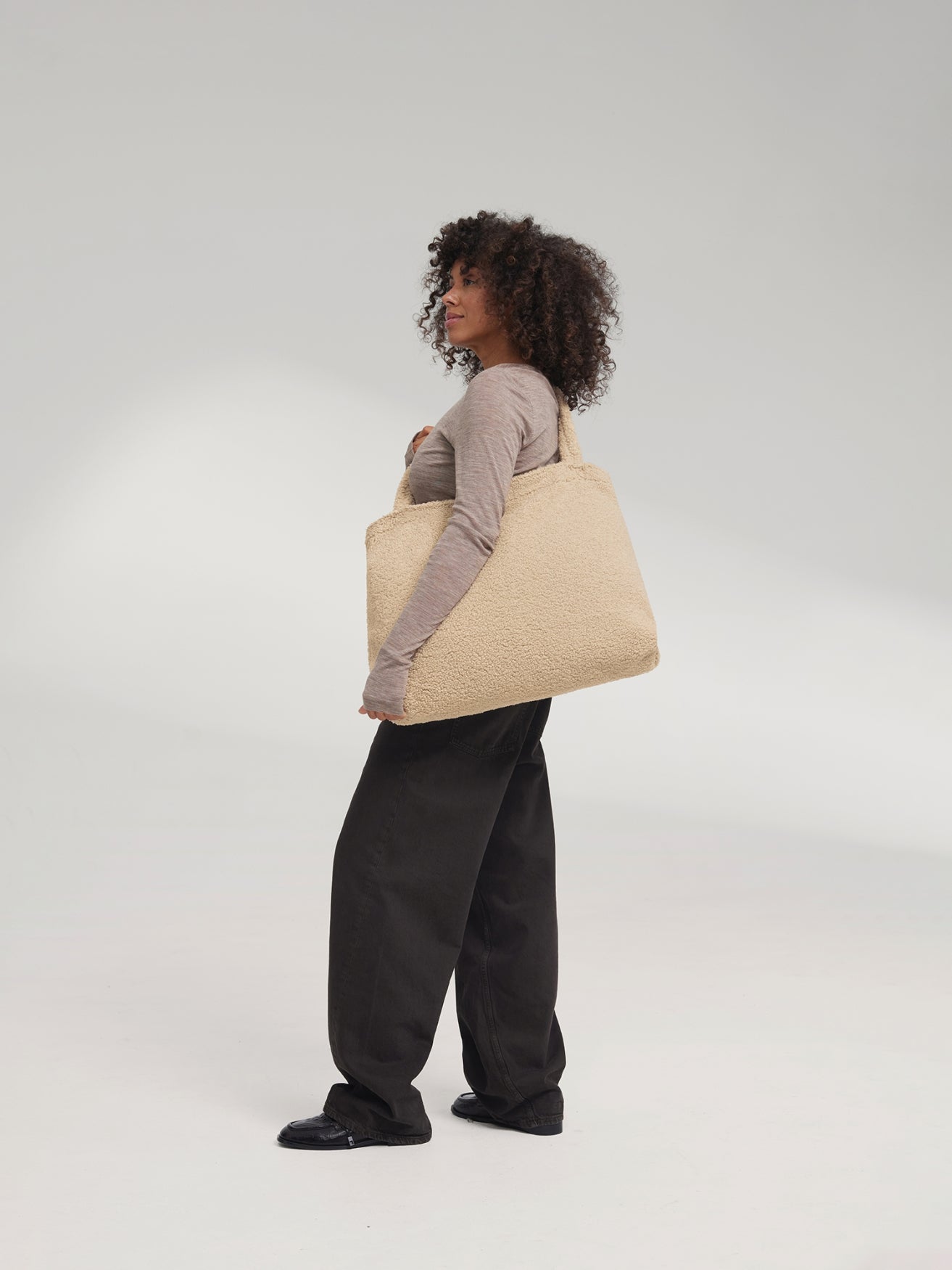Studio Noos Teddy Mom Bag Shopper Ecru Plüsch