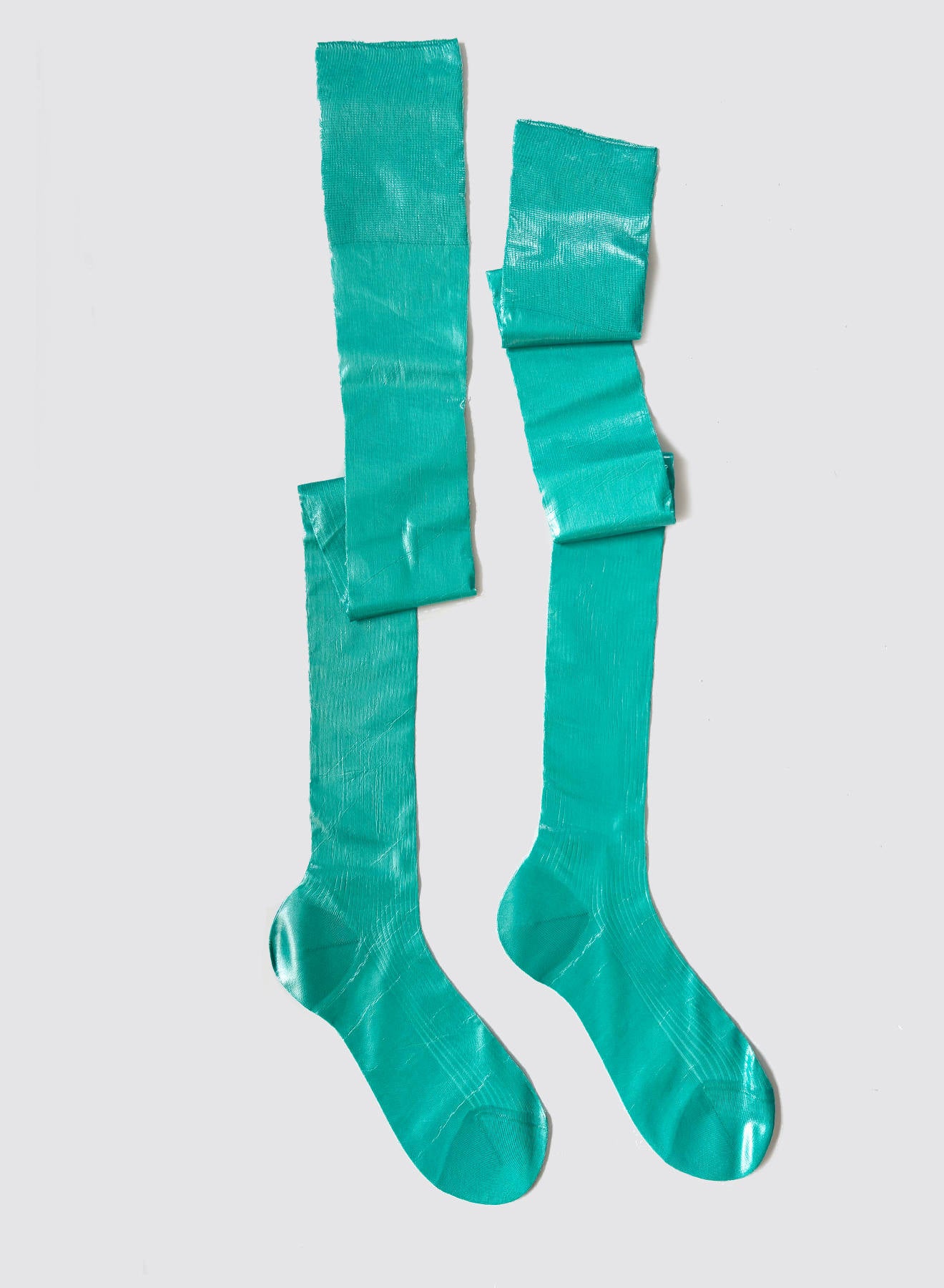 Maria la Rosa Overknee Socken Silver Seide Damen