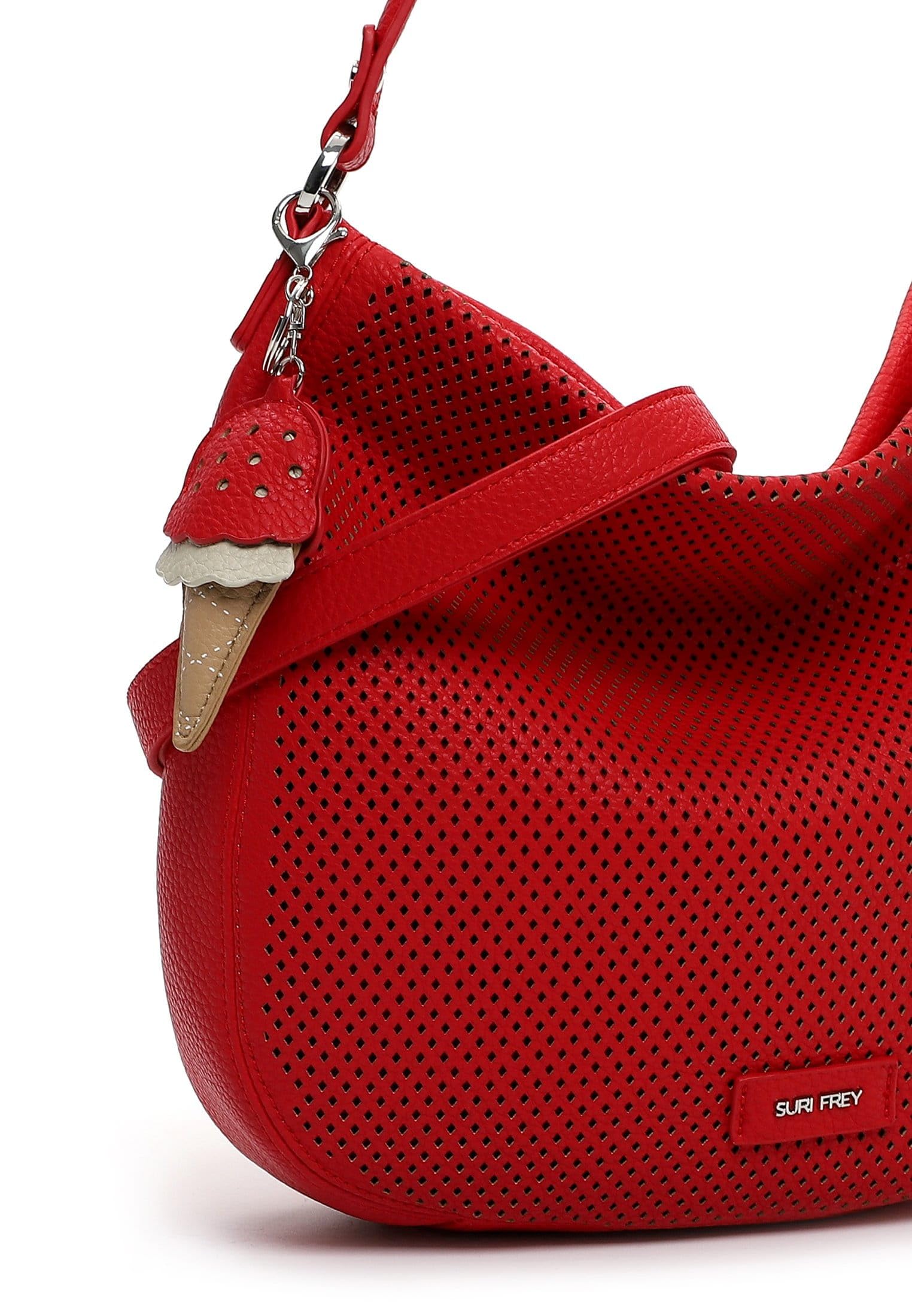 SURI FREY Cilly Bucket Bag Schultertasche Red Lochmuster