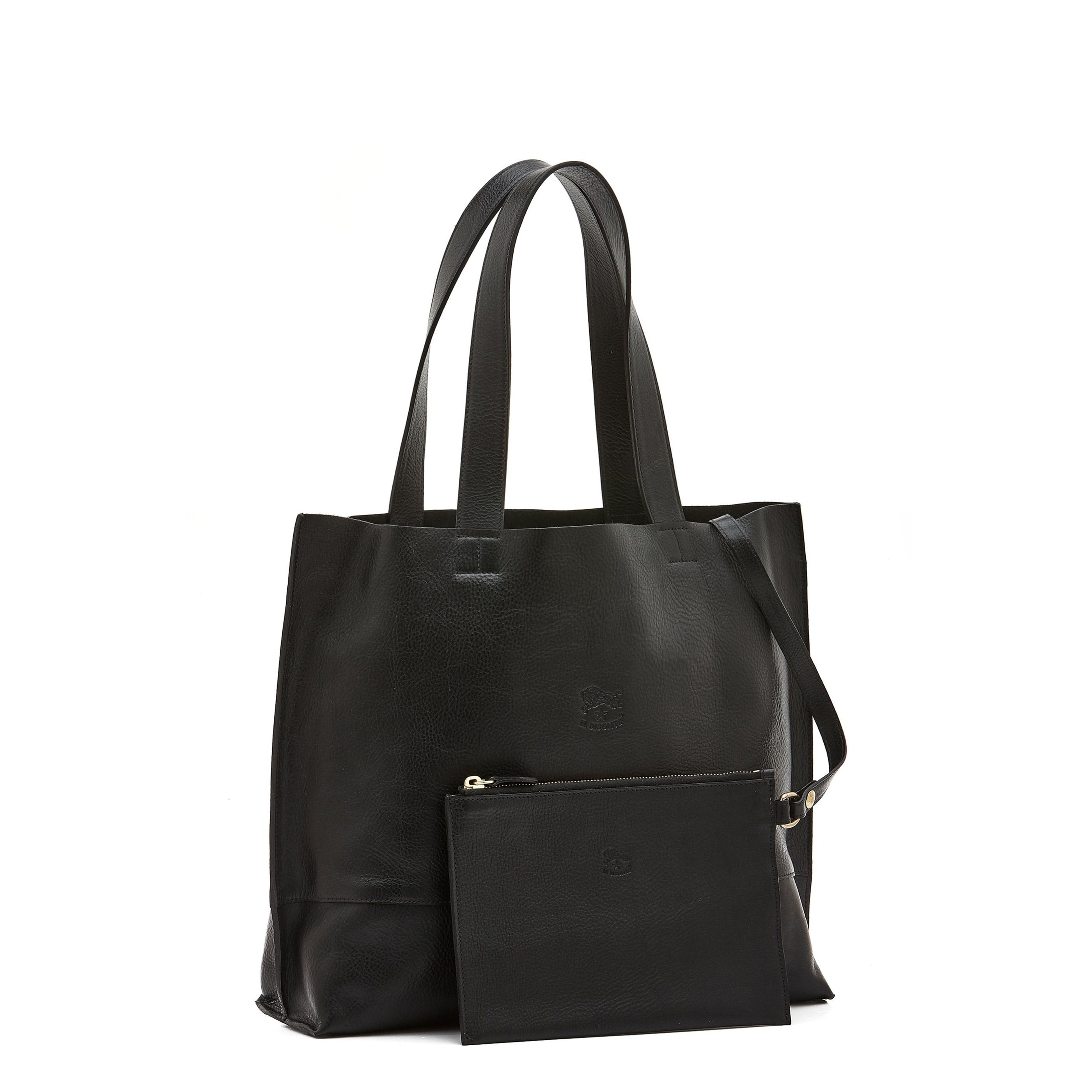 Il Bisonte Talamone Shopper Leder schwarz Pochette