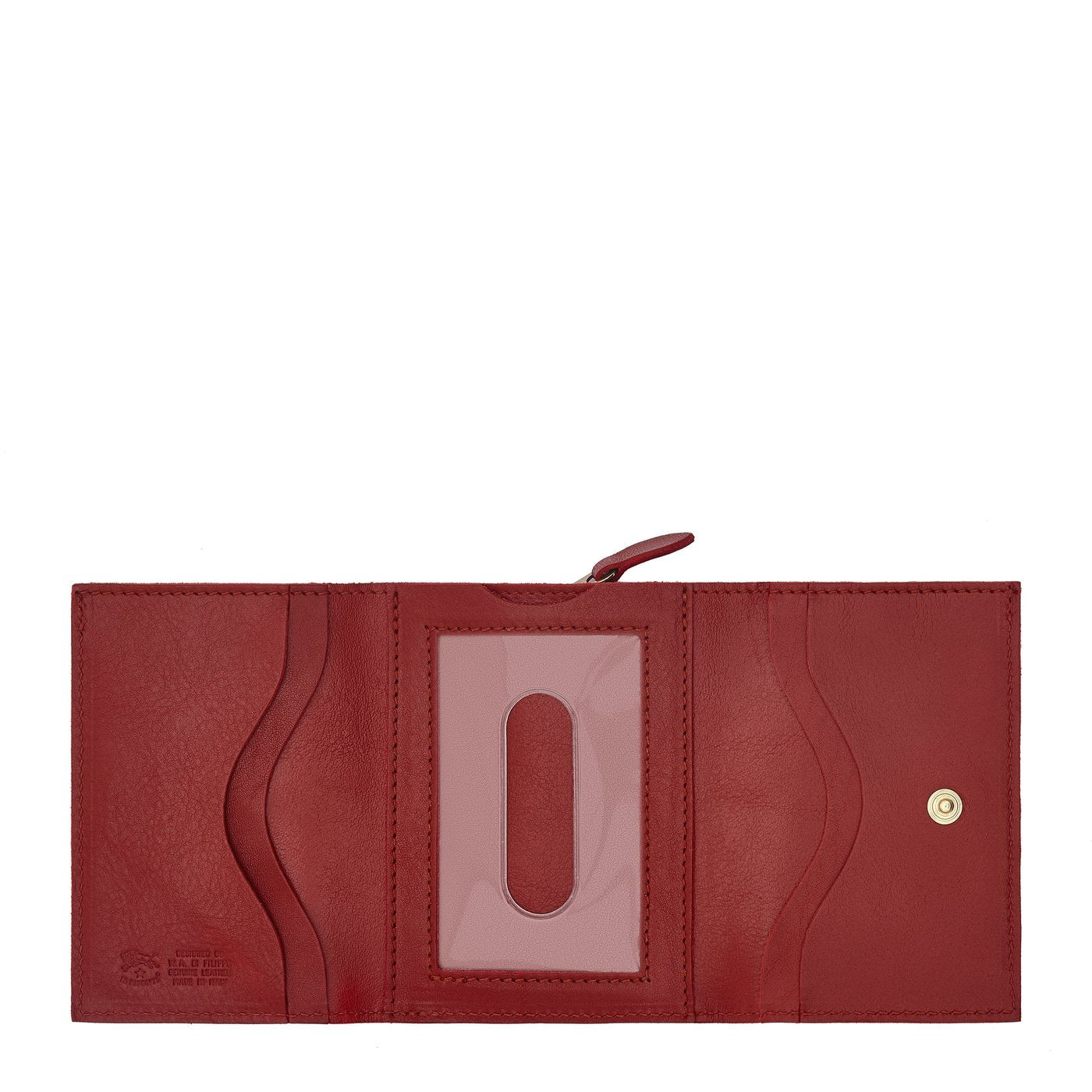 Il Bisonte Portemonnaie Rot Leder mit Münzfach