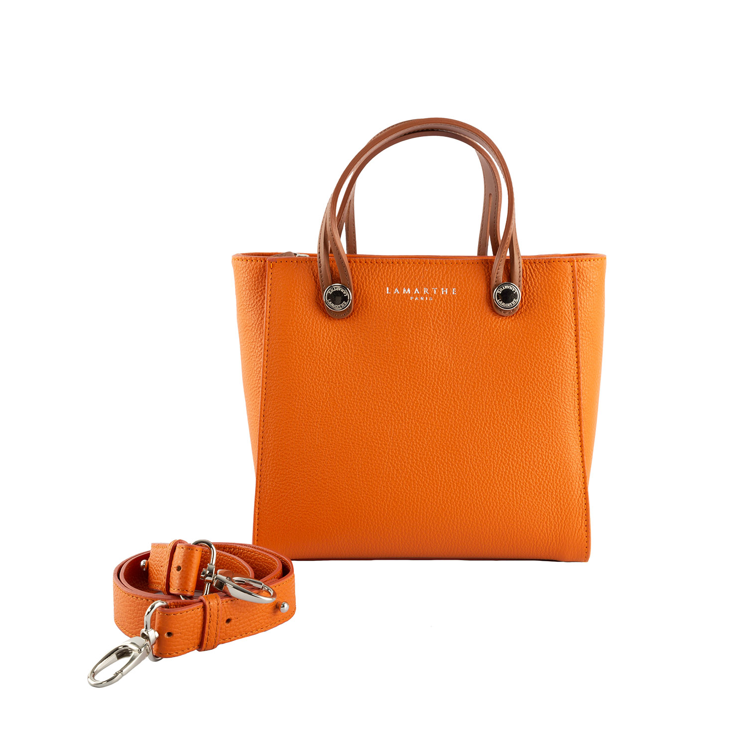 Lamarthe Fidèle Handtasche Orange 25x23x12 Vollleder
