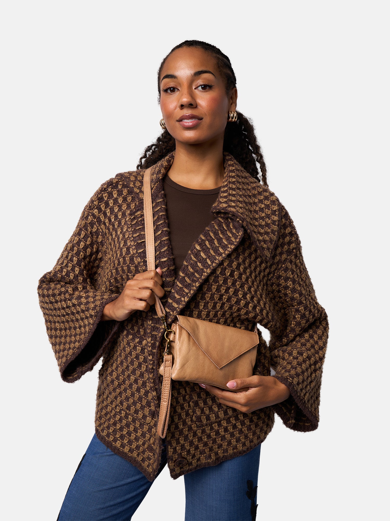 RE:DESIGNED Claire Urban Clutch Taupe Vollleder