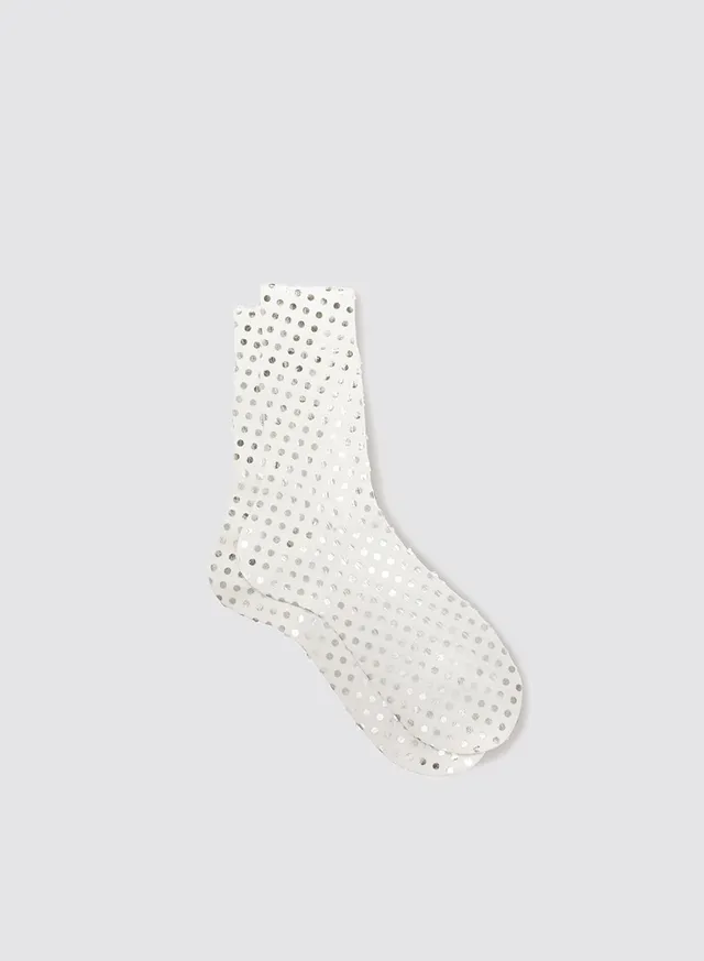 Maria la Rosa Polka Dots Socken Weiß Seide