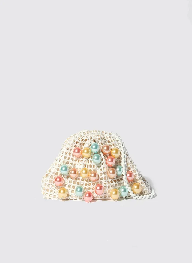 Maria la Rosa Volée Mini Bag Clutch Schwarz Perlen