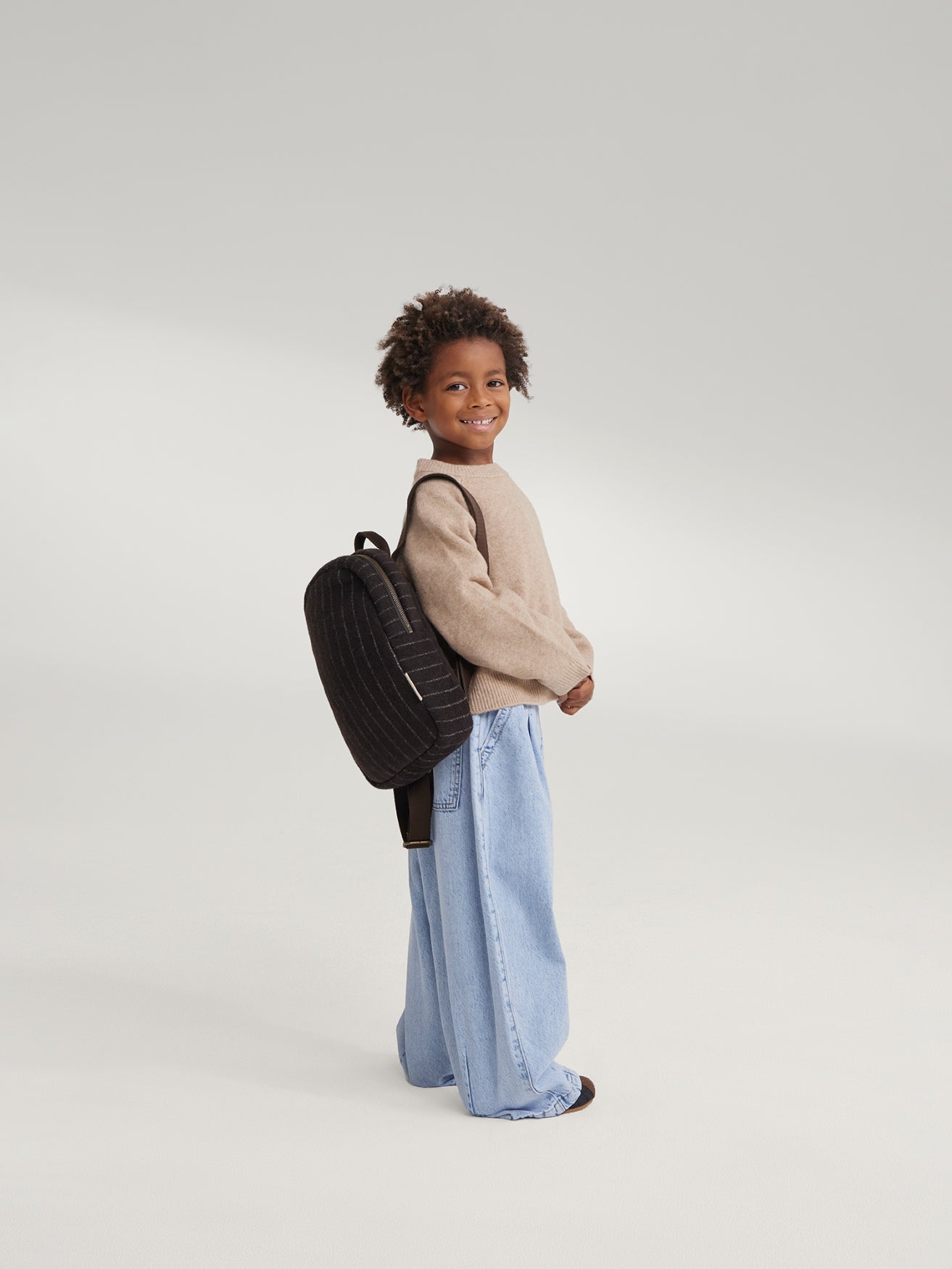 Studio Noos Flannel Chalkstripe Mini Rucksack Braun Nadelstreif