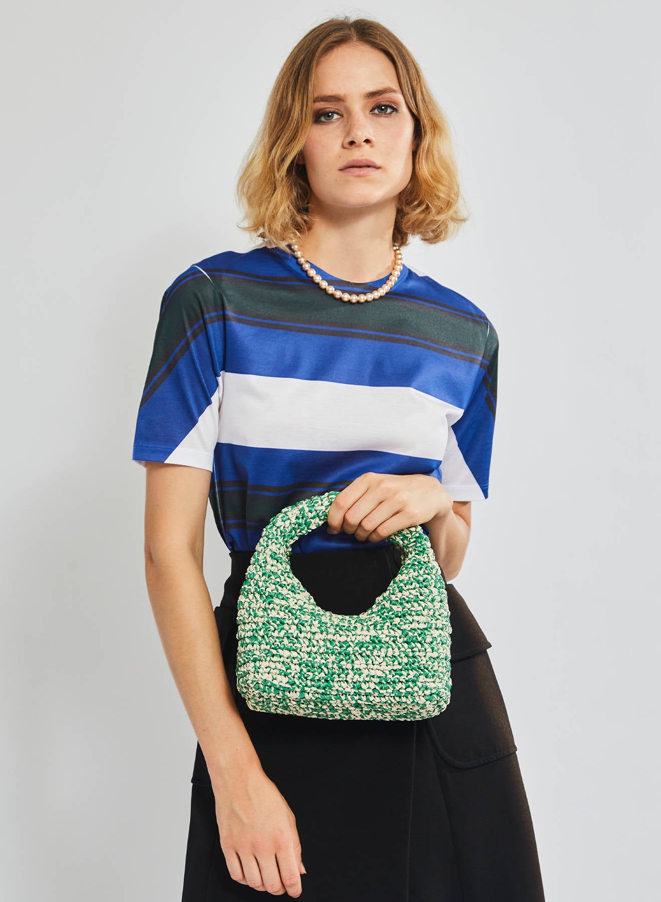 Maria la Rosa Nana WBS25.9 Hobo Tasche Grün Rost Raffia