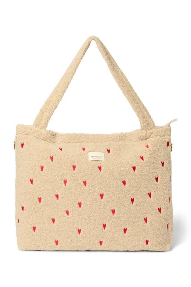 Studio Noos Teddy Wickeltasche Ecru Hearts